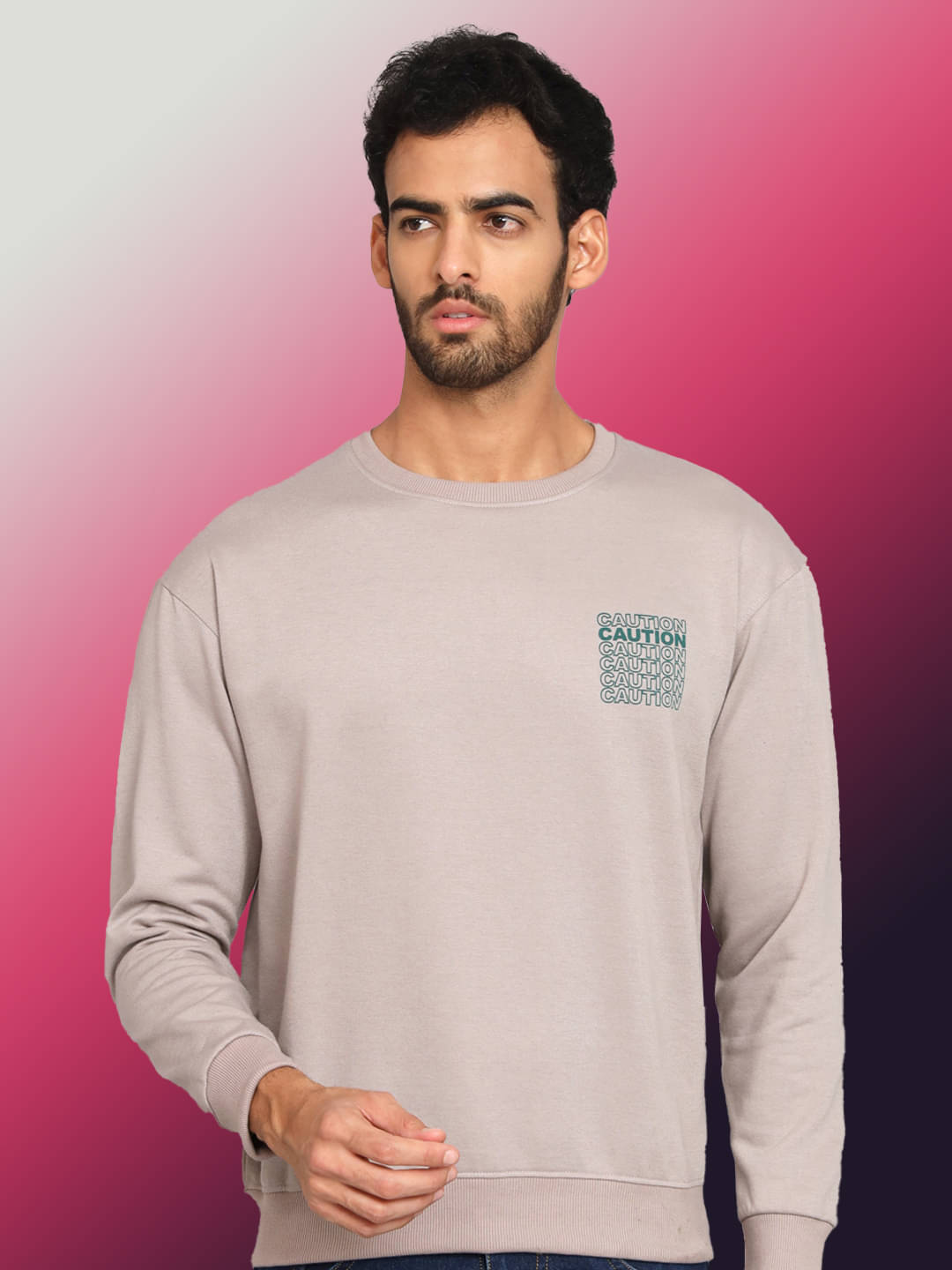     			OBAAN Fleece Round Neck Men's Sweatshirt - Beige ( Pack of 1 )