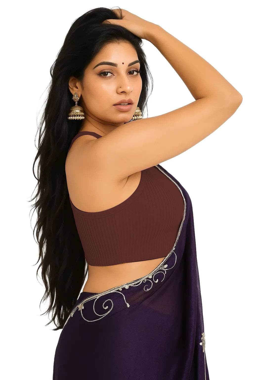     			SOHOT Brown Readymade without Pad Cotton Women's Blouse ( Pack of 1 )