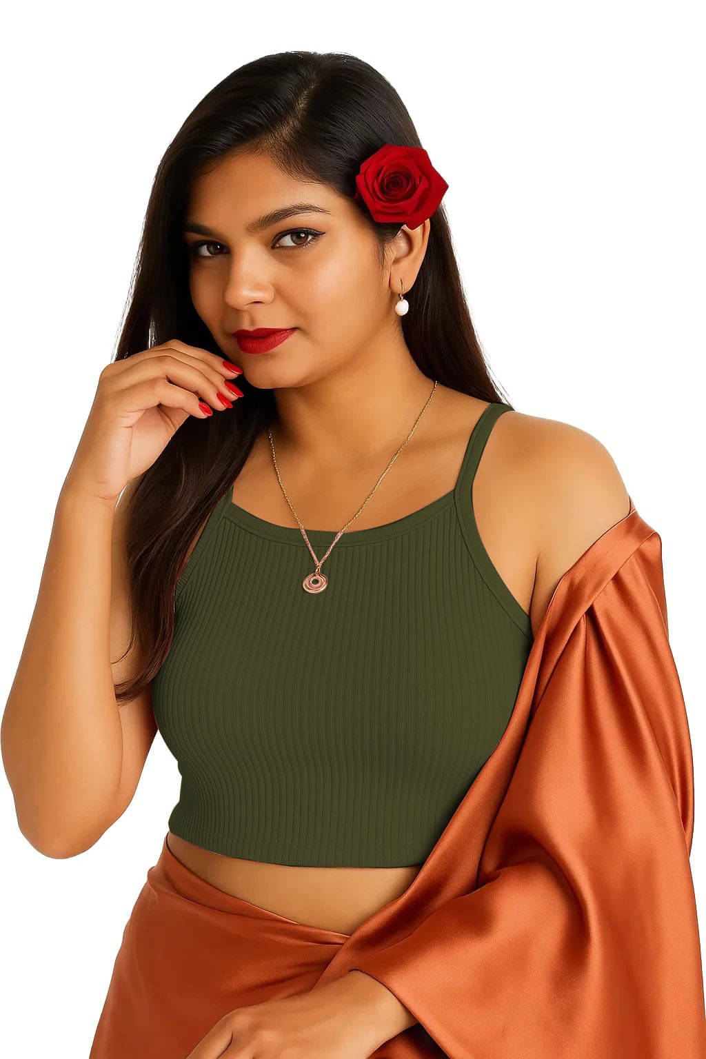     			SOHOT Green Readymade without Pad Cotton Women's Blouse ( Pack of 1 )
