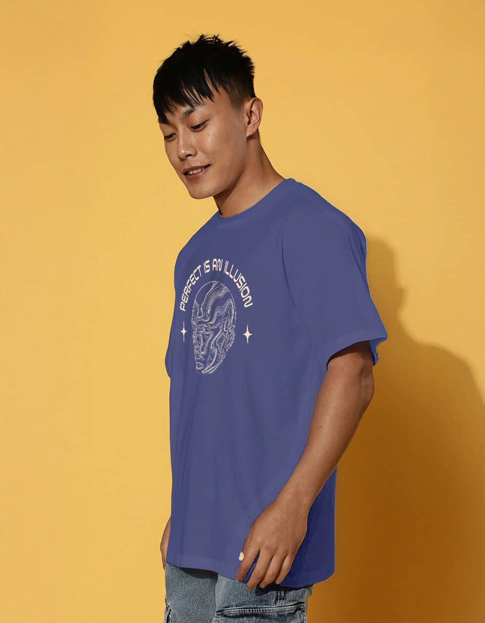     			STYLENSE Men Cotton Blend Oversized Fit Printed T-Shirt ( Blue )