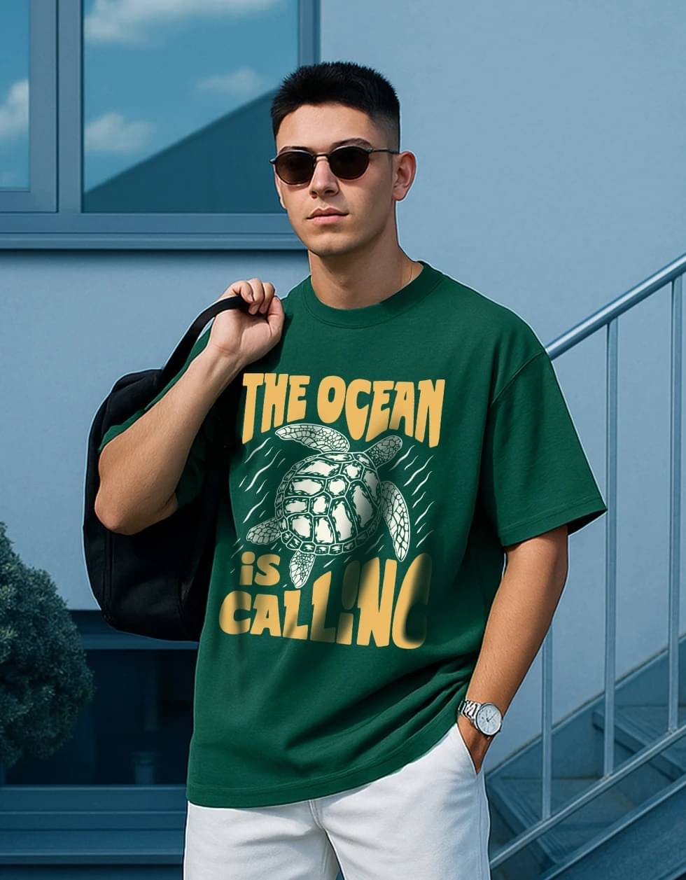 STYLENSE Men Cotton Blend Oversized Fit Printed T-Shirt ( Dark Green ) STYLENSE Men Cotton Blend Oversized Fit Printed T-Shirt ( Dark Green )