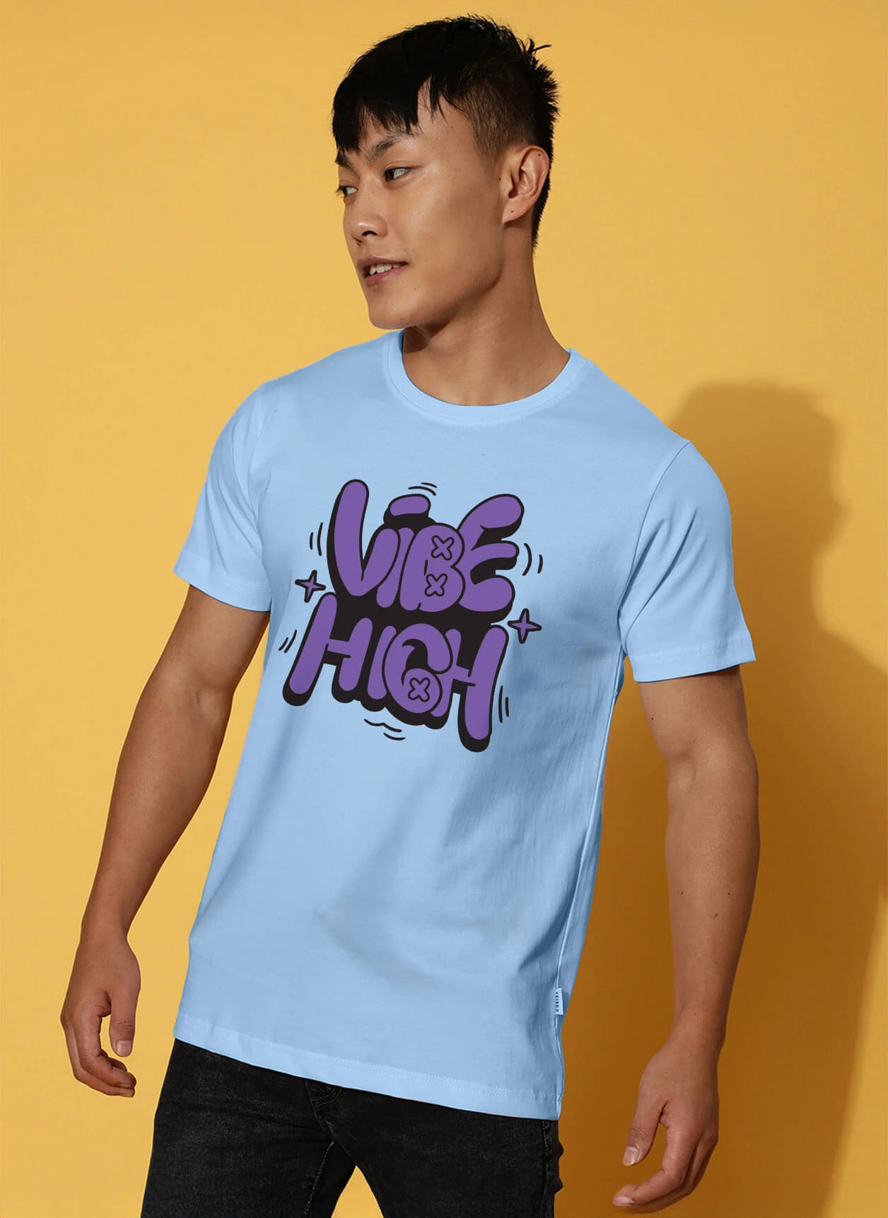     			STYLENSE Men Cotton Blend Regular Fit Printed T-Shirt ( Light Blue )
