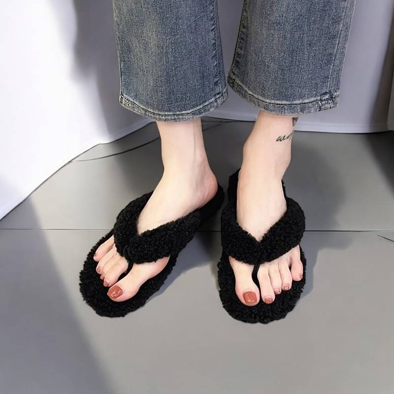     			Shoemusq Black Women's Thong Flip Flop