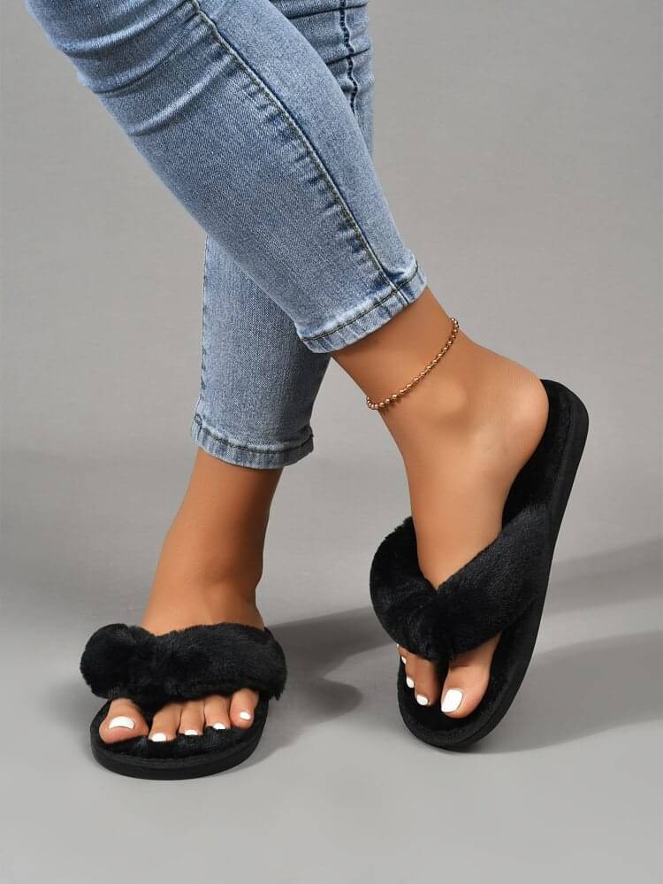     			Shoemusq Black Women's Thong Flip Flop