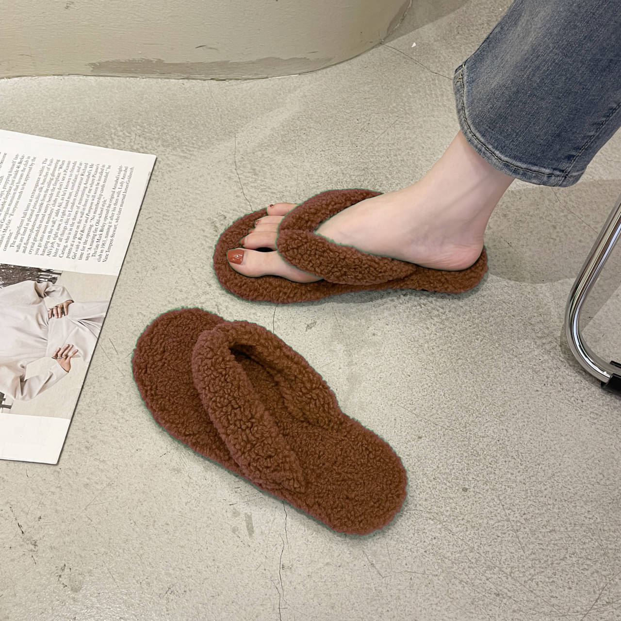     			Shoemusq Brown Women's Thong Flip Flop