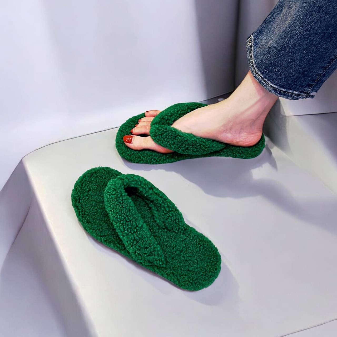     			Shoemusq Green Women's Thong Flip Flop