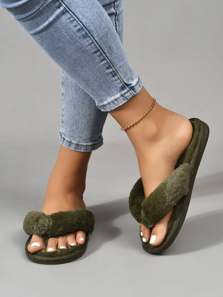     			Shoemusq Green Women's Thong Flip Flop