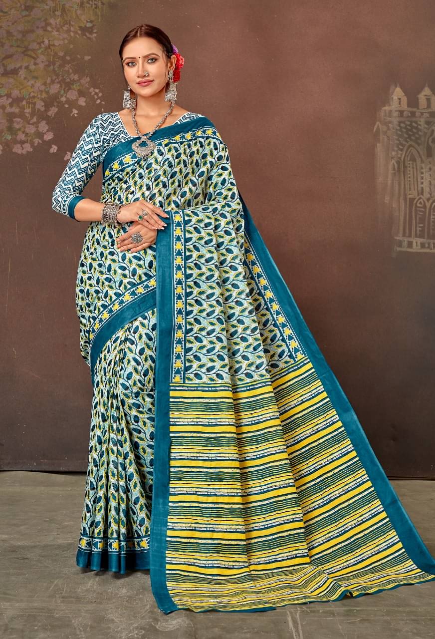 Sonick Enterprise Cotton Printed Regular Saree With Unstitched Blouse Piece ( Multicolor ) Sonick Enterprise Cotton Printed Regular Saree With Unstitched Blouse Piece ( Multicolor )