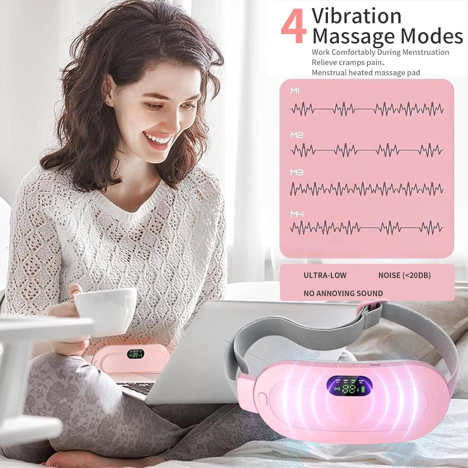 xwipe Portable Cordless Heating Pad for Menstrual Cramps Relief, for Stomach, Speed Temperature Adjustment and Speed Massage Modes, Back and Belly Heating Pad for Women xwipe Portable Cordless Heating Pad for Menstrual Cramps Relief, for Stomach, Speed Temperature Adjustment and Speed Massage Modes, Back and Belly Heating Pad for Women