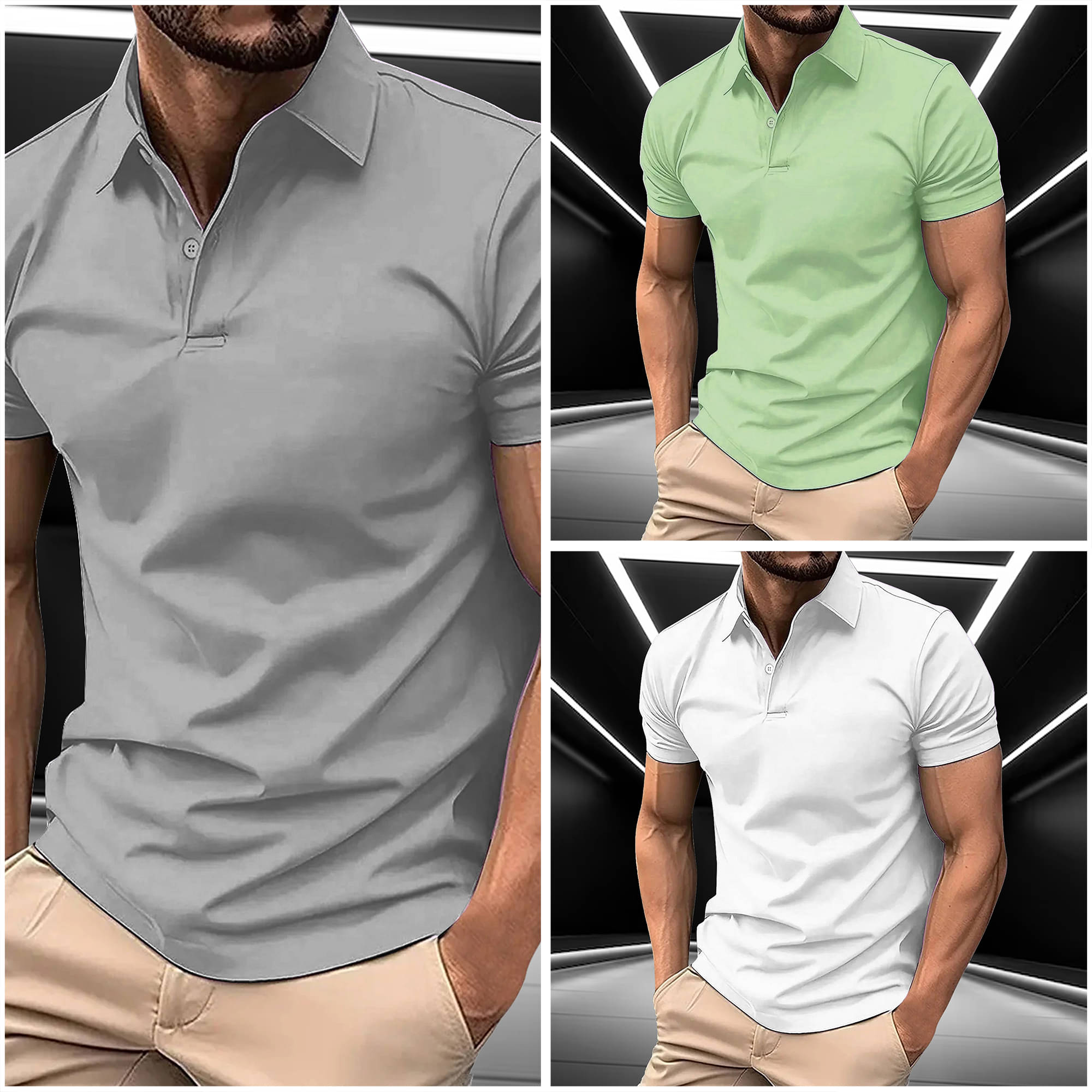 AIN6 Men Cotton Blend Regular Fit Solid Polo T Shirt ( Grey ) AIN6 Men Cotton Blend Regular Fit Solid Polo T Shirt ( Grey )