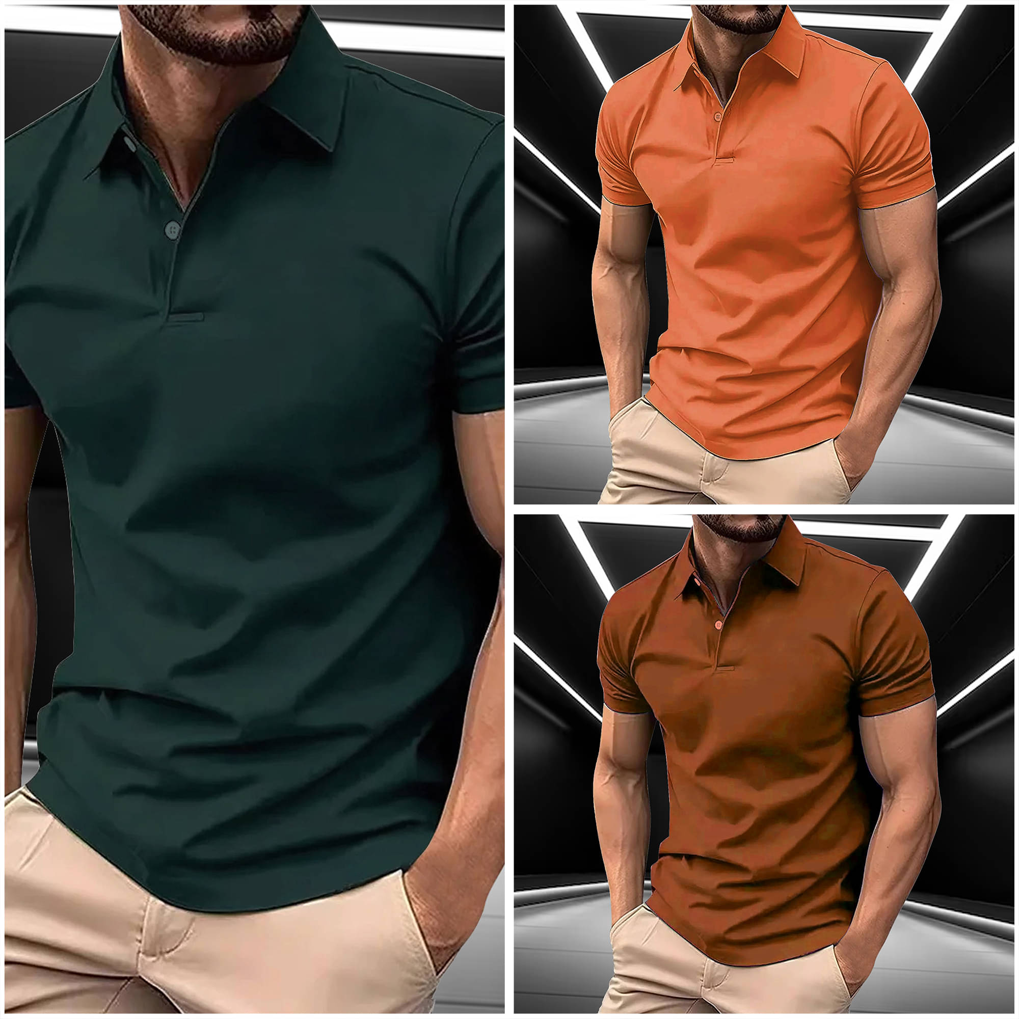     			AIN6 Men Cotton Blend Regular Fit Solid Polo T Shirt ( Rust )