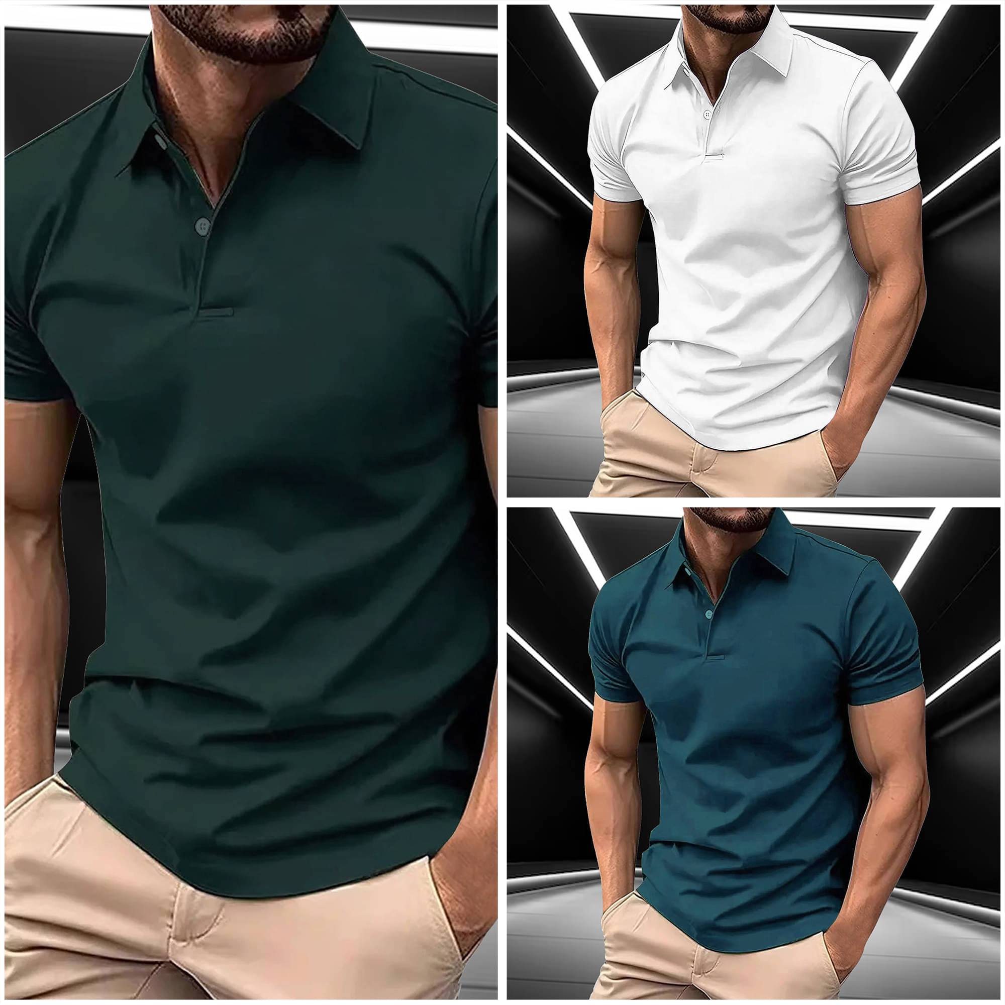     			AIN6 Men Cotton Blend Regular Fit Solid Polo T Shirt ( Dark Green )