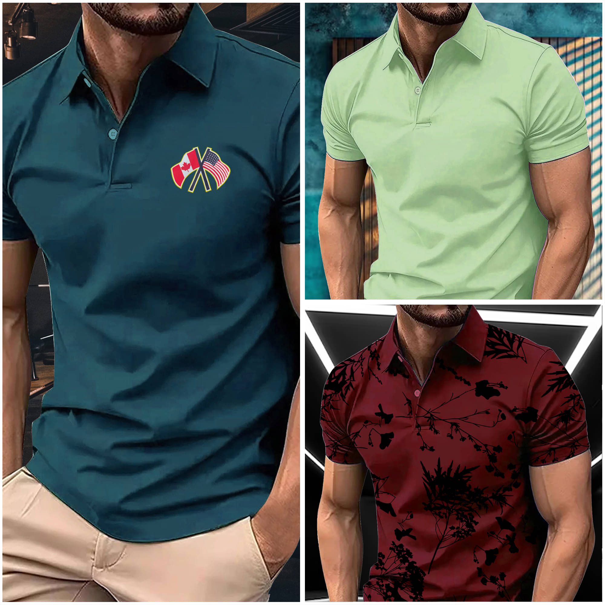 AIN6 Men Cotton Blend Regular Fit Printed Polo T Shirt ( Blue ) AIN6 Men Cotton Blend Regular Fit Printed Polo T Shirt ( Blue )