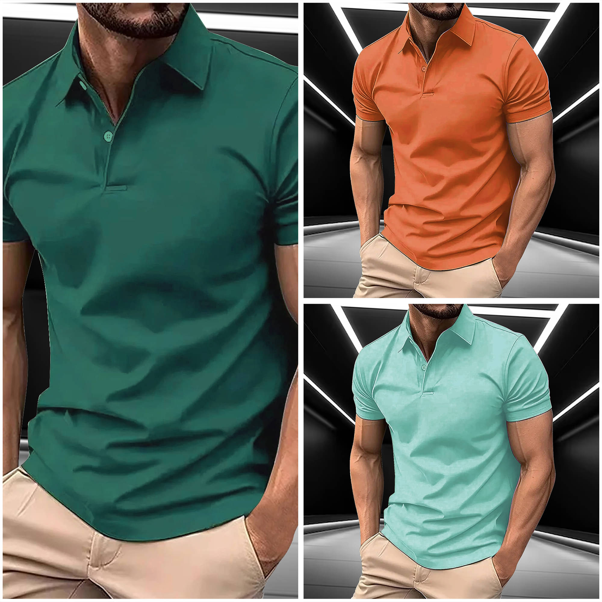 AIN6 Men Cotton Blend Regular Fit Solid Polo T Shirt ( Green )     			AIN6 Men Cotton Blend Regular Fit Solid Polo T Shirt ( Green )