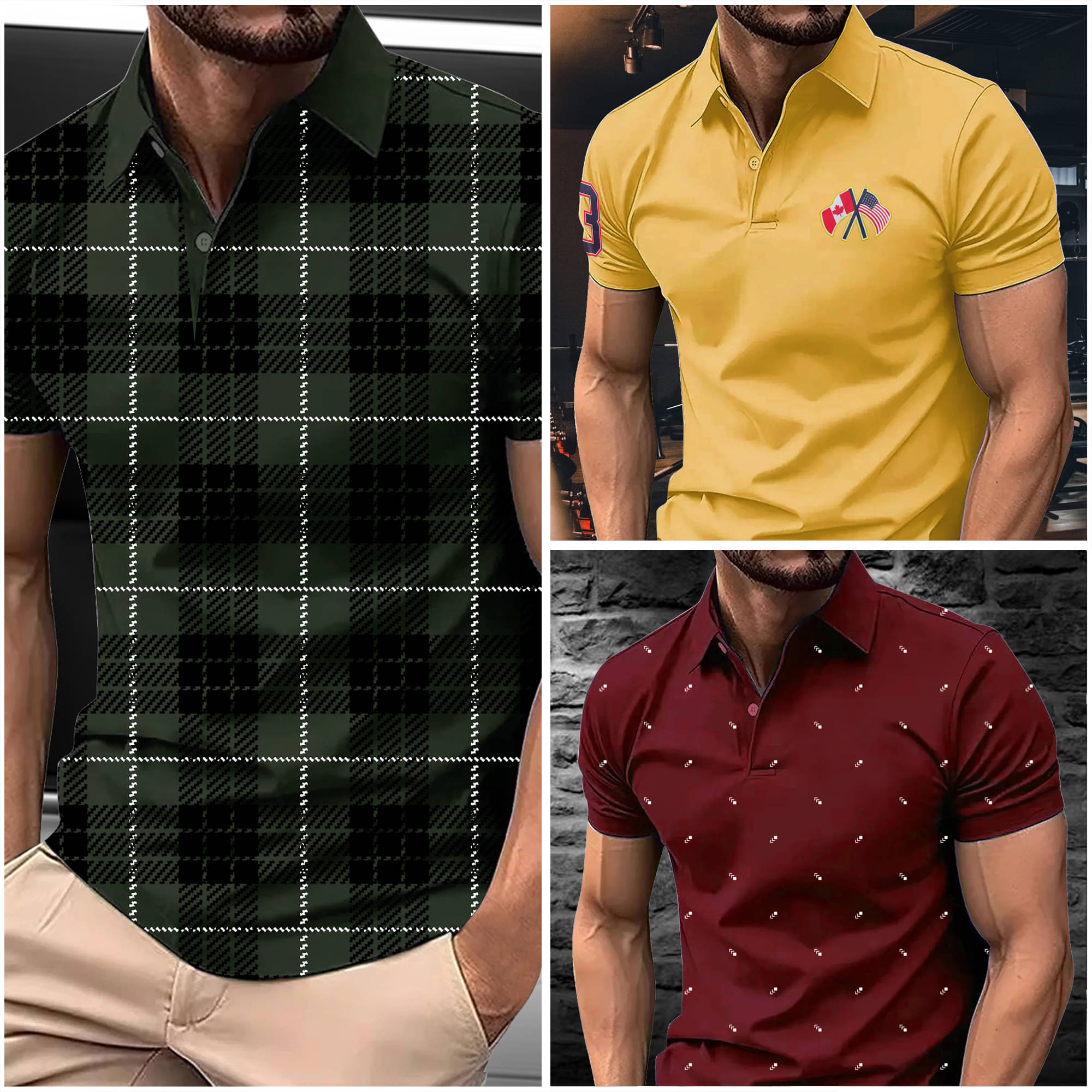     			AIN6 Men Cotton Blend Regular Fit Printed Polo T Shirt ( Olive )