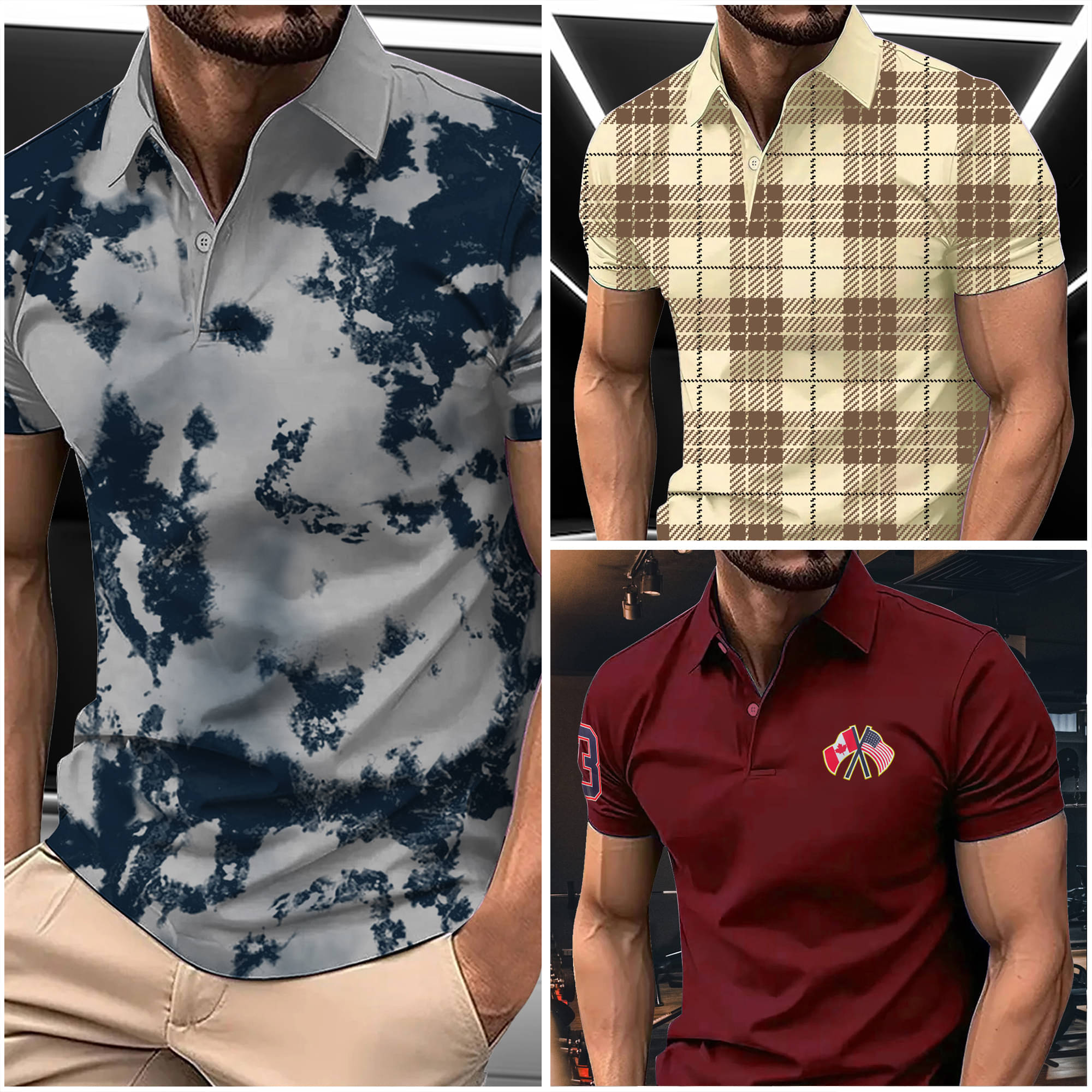     			AIN6 Men Cotton Blend Regular Fit Printed Polo T Shirt ( Beige )