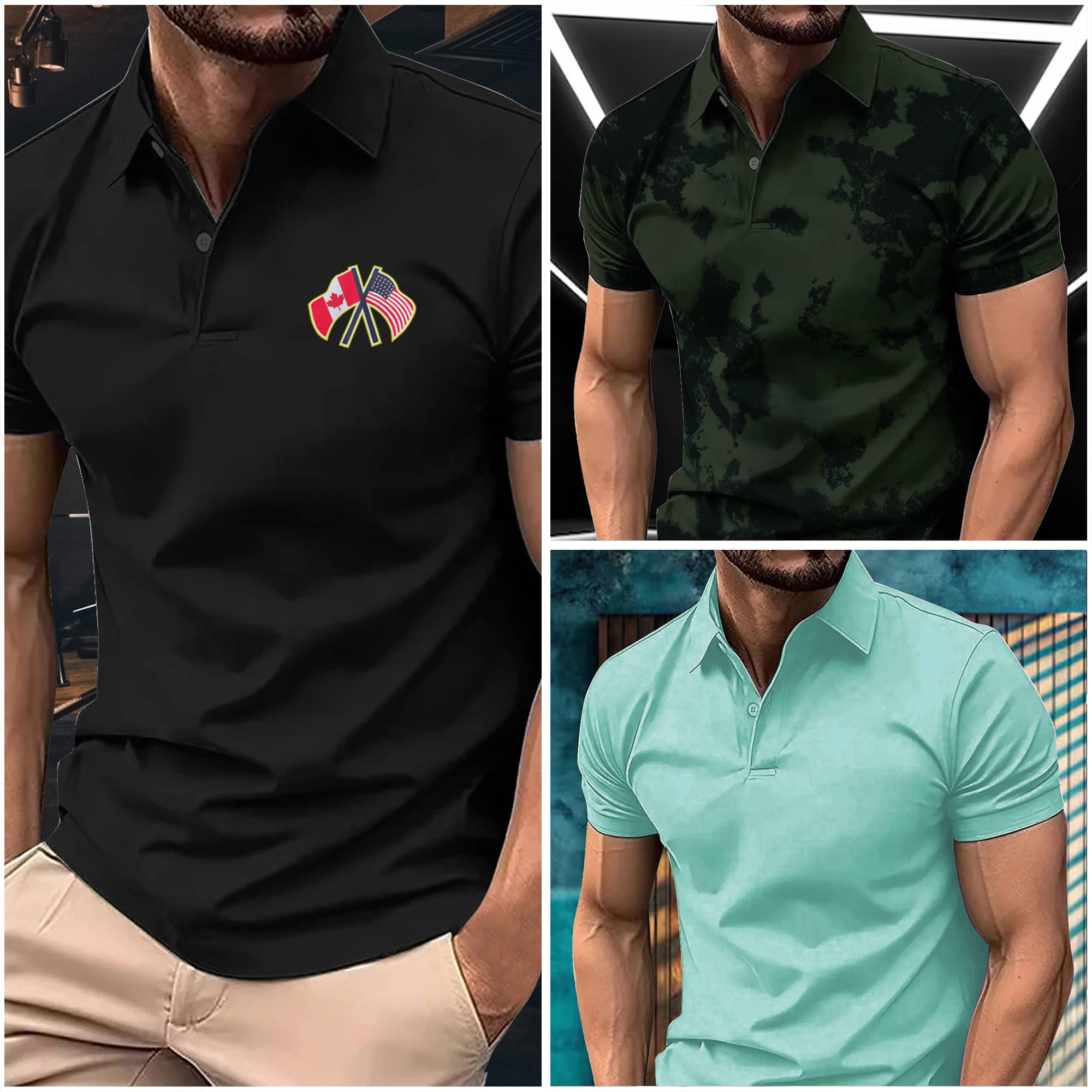 AIN6 Men Cotton Blend Regular Fit Printed Polo T Shirt ( Dark Green ) AIN6 Men Cotton Blend Regular Fit Printed Polo T Shirt ( Dark Green )