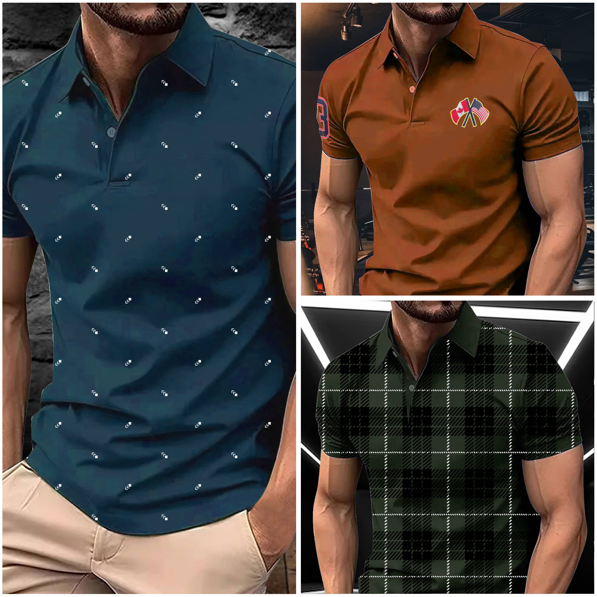AIN6 Men Cotton Blend Regular Fit Printed Polo T Shirt ( Indigo ) AIN6 Men Cotton Blend Regular Fit Printed Polo T Shirt ( Indigo )