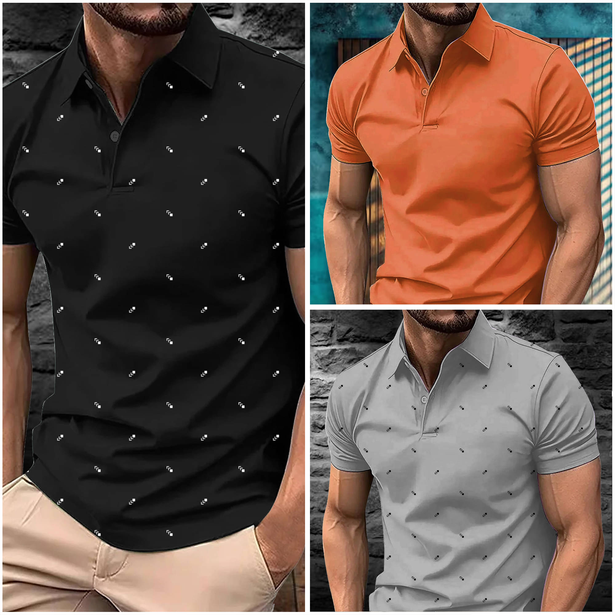     			AIN6 Men Cotton Blend Regular Fit Printed Polo T Shirt ( Orange )