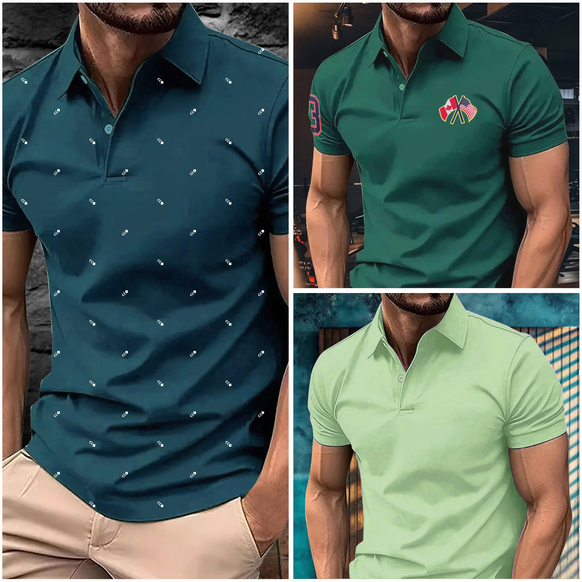 AIN6 Men Cotton Blend Regular Fit Printed Polo T Shirt ( Sea Green )     			AIN6 Men Cotton Blend Regular Fit Printed Polo T Shirt ( Sea Green )