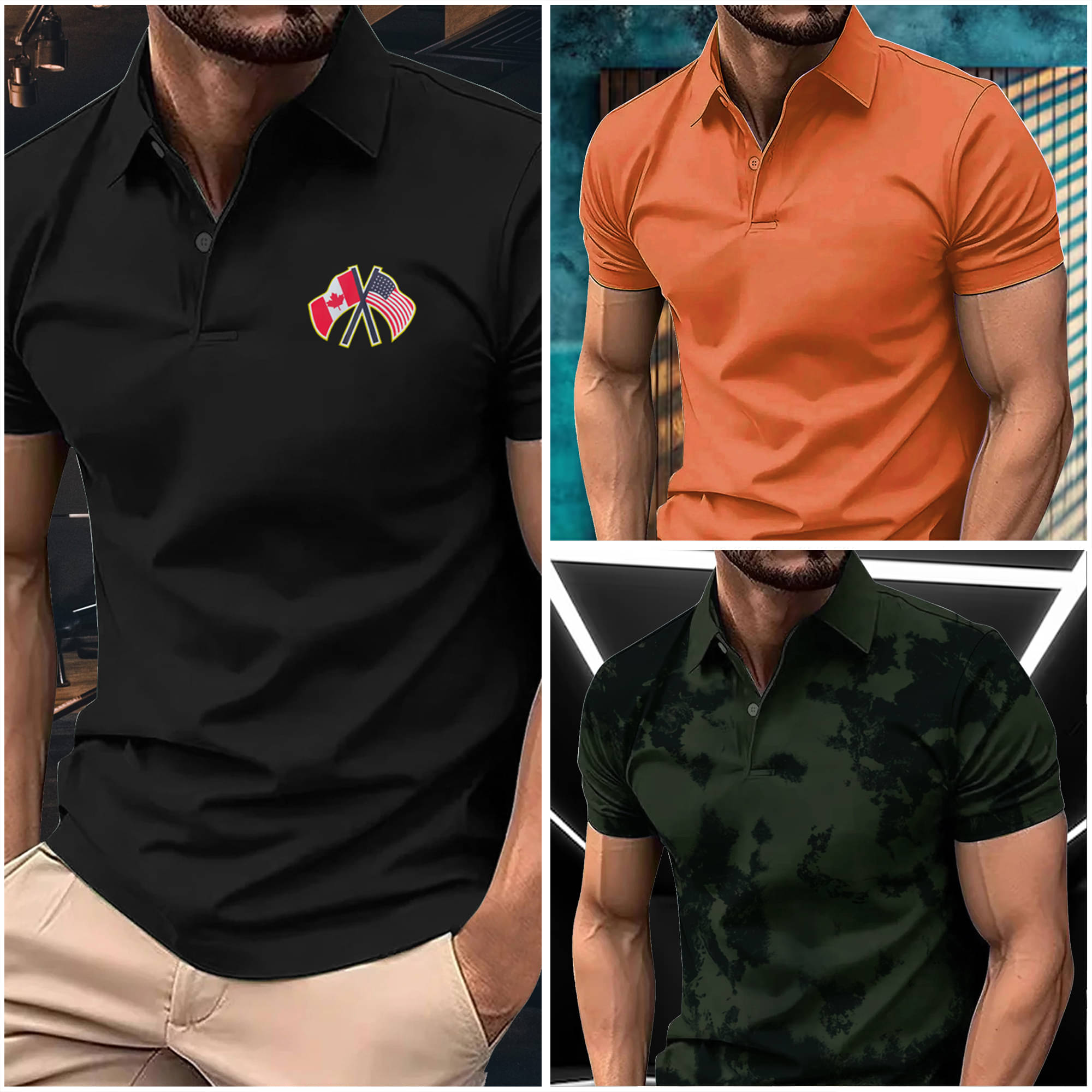     			AIN6 Men Cotton Blend Regular Fit Printed Polo T Shirt ( Black )