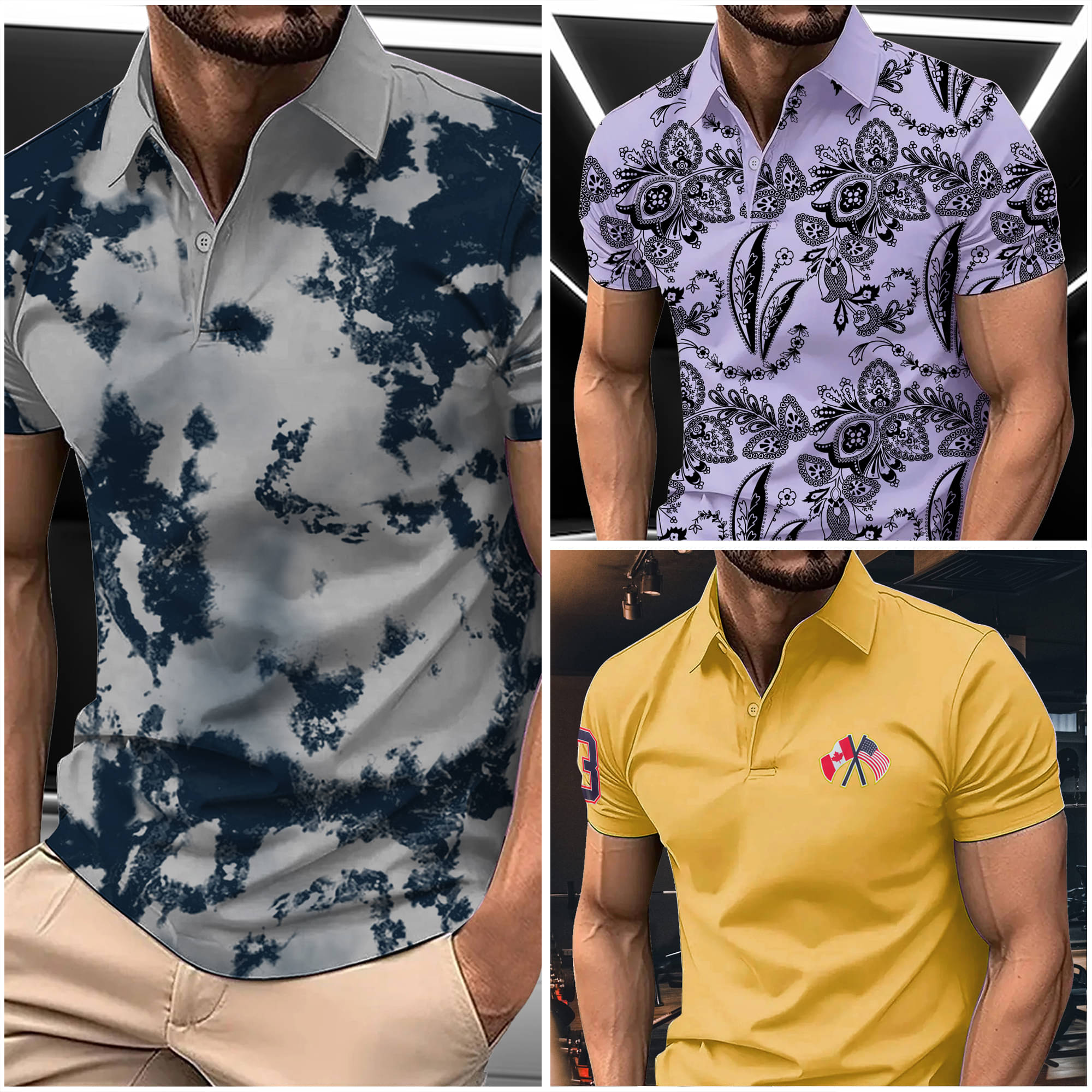     			AIN6 Men Cotton Blend Regular Fit Printed Polo T Shirt ( Grey )