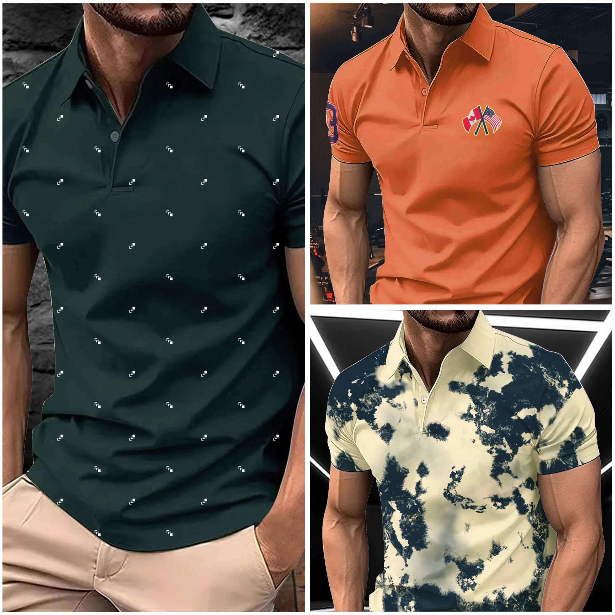AIN6 Men Cotton Blend Regular Fit Printed Polo T Shirt ( Dark Green ) AIN6 Men Cotton Blend Regular Fit Printed Polo T Shirt ( Dark Green )