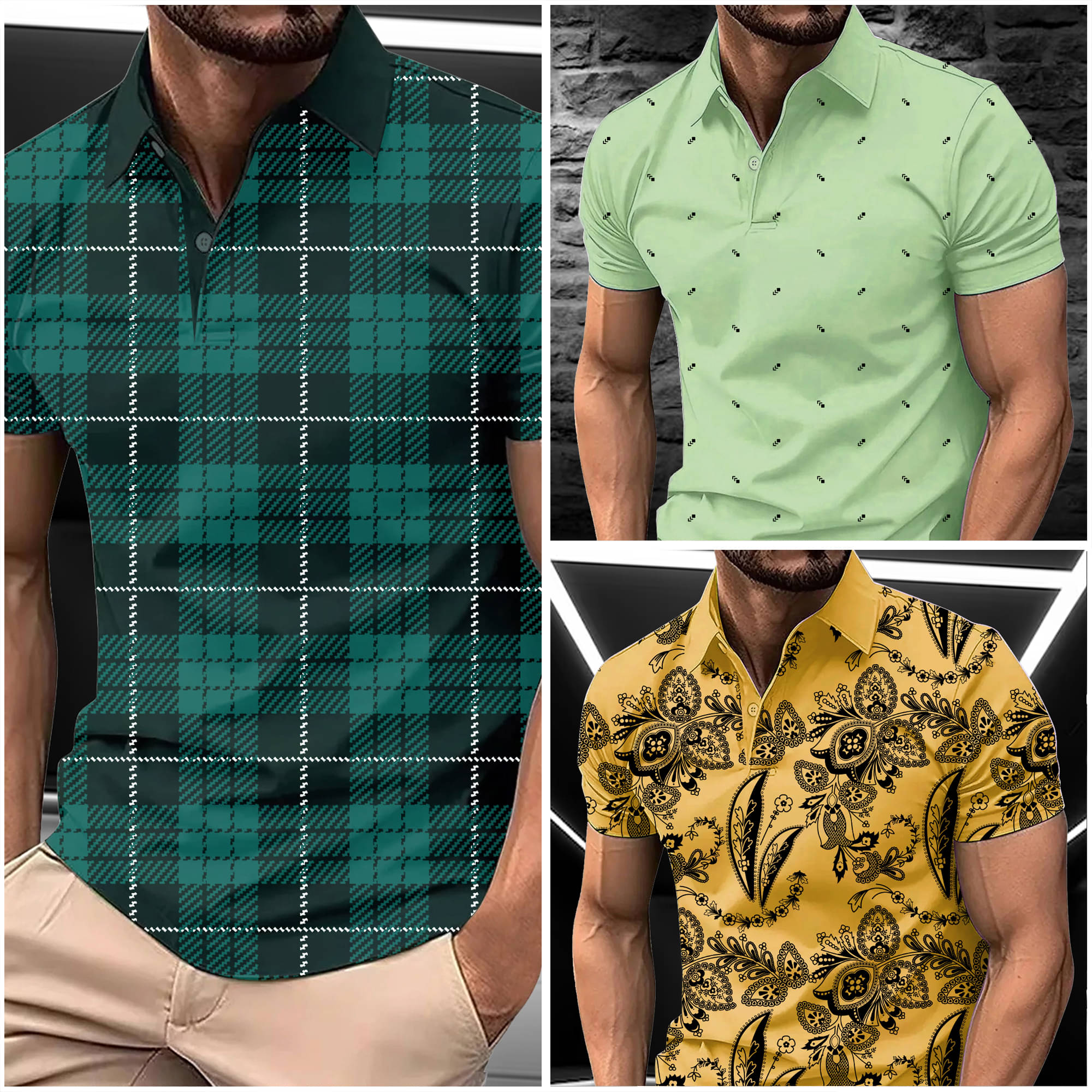 AIN6 Men Cotton Blend Regular Fit Printed Polo T Shirt ( Dark Green )     			AIN6 Men Cotton Blend Regular Fit Printed Polo T Shirt ( Dark Green )
