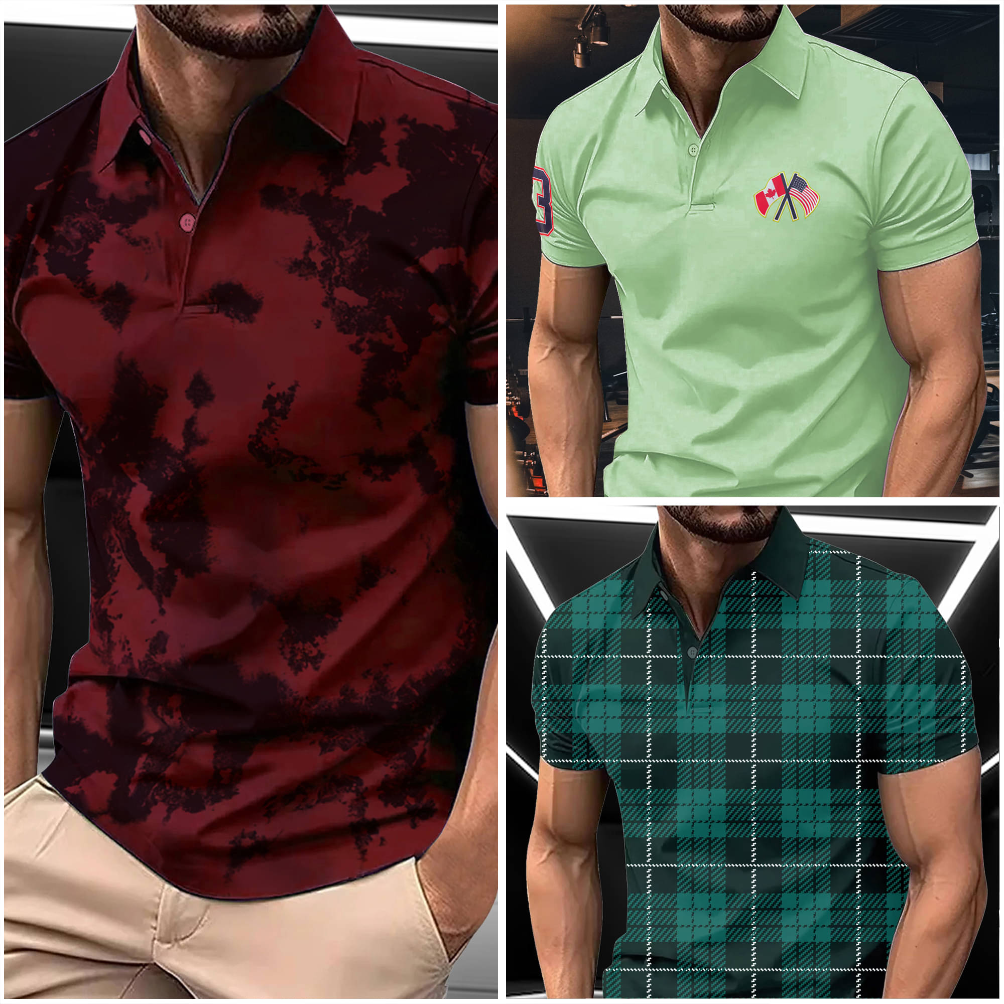     			AIN6 Men Cotton Blend Regular Fit Printed Polo T Shirt ( Maroon )