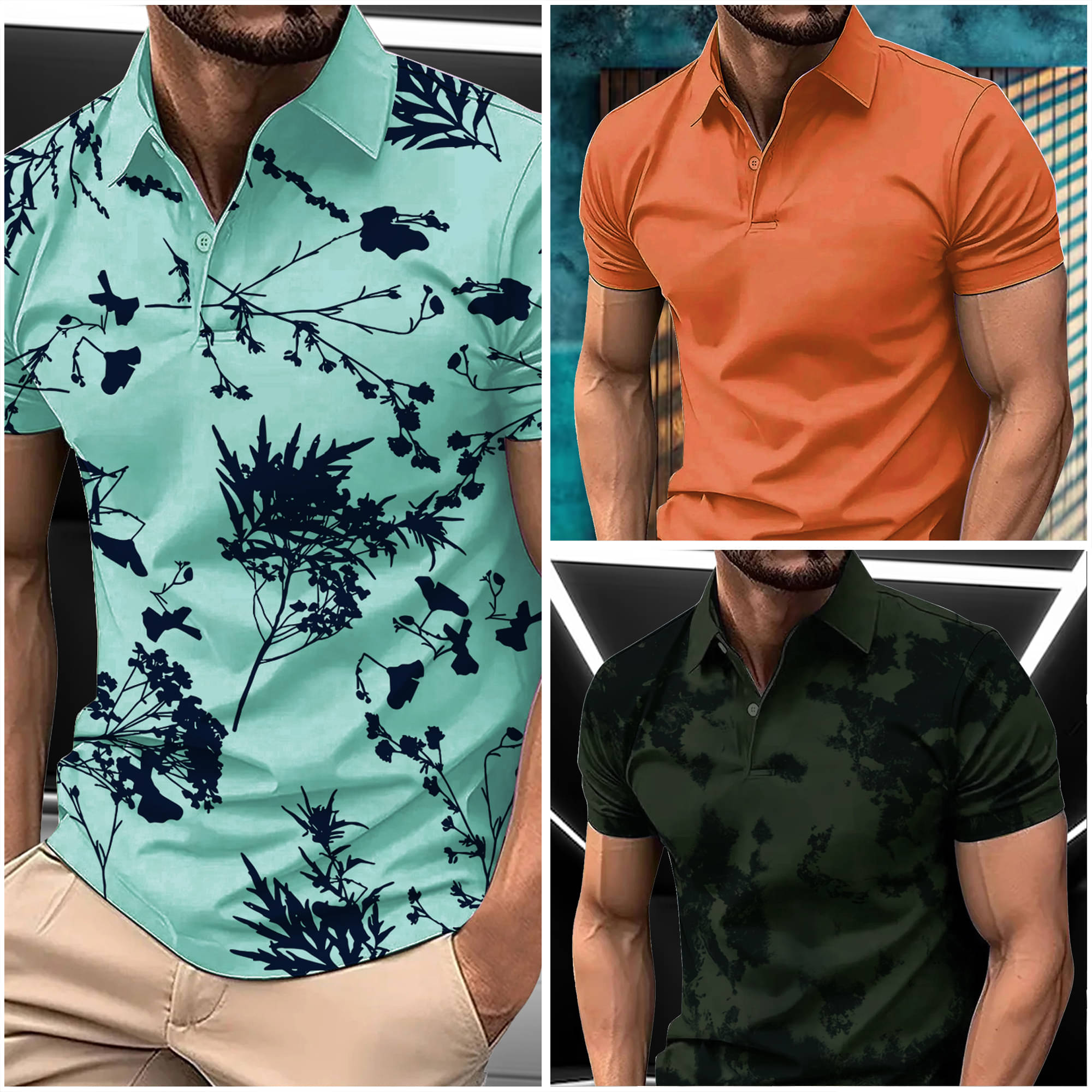 AIN6 Men Cotton Blend Regular Fit Printed Polo T Shirt ( Aqua ) AIN6 Men Cotton Blend Regular Fit Printed Polo T Shirt ( Aqua )