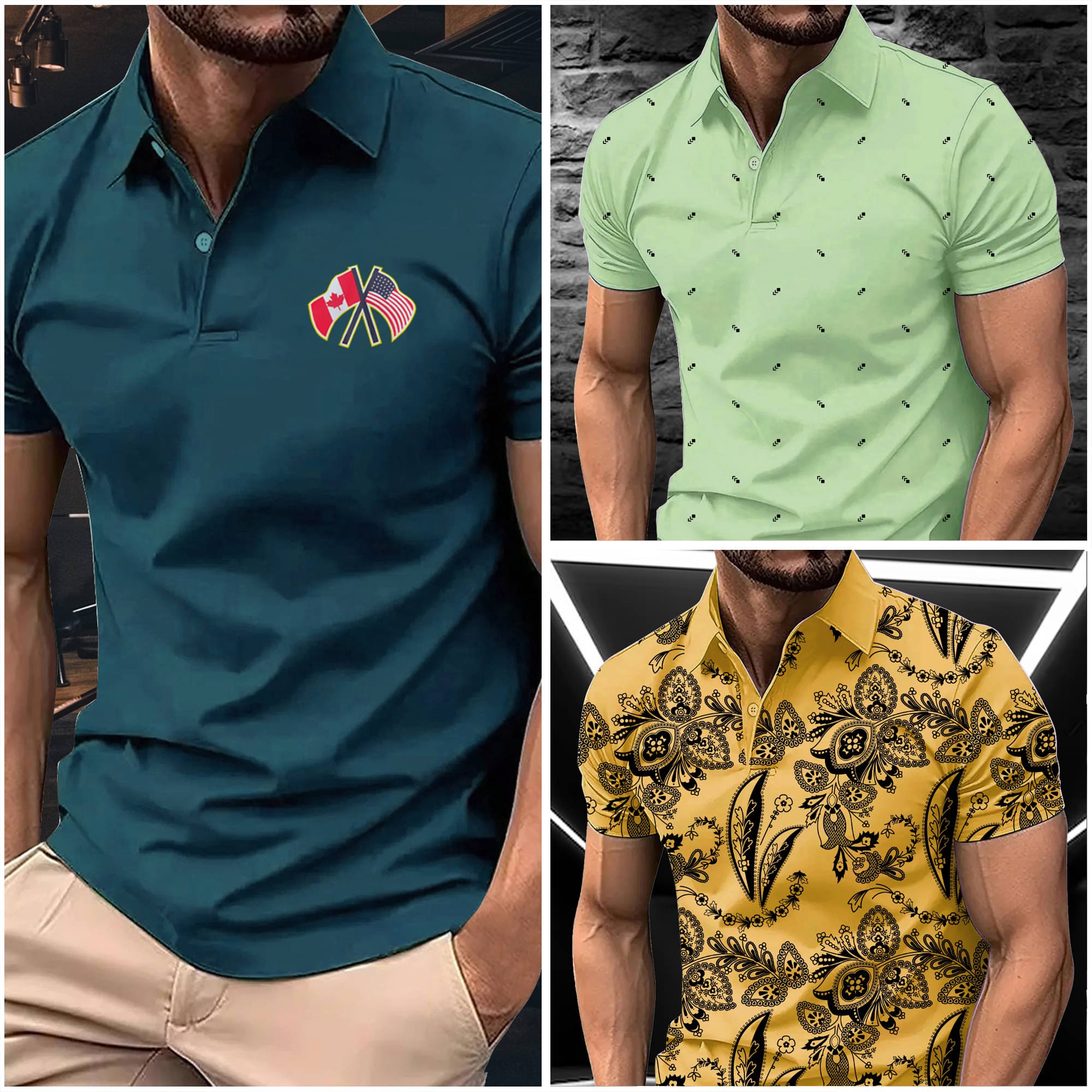 AIN6 Men Cotton Blend Regular Fit Printed Polo T Shirt ( Blue ) AIN6 Men Cotton Blend Regular Fit Printed Polo T Shirt ( Blue )