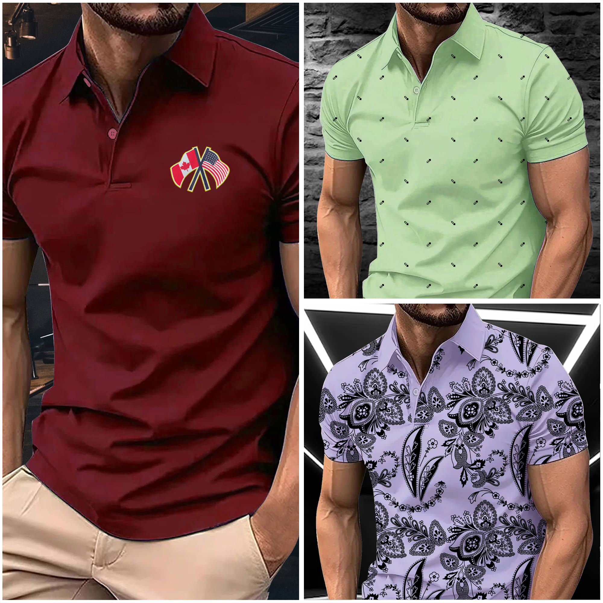     			AIN6 Men Cotton Blend Regular Fit Printed Polo T Shirt ( Maroon )