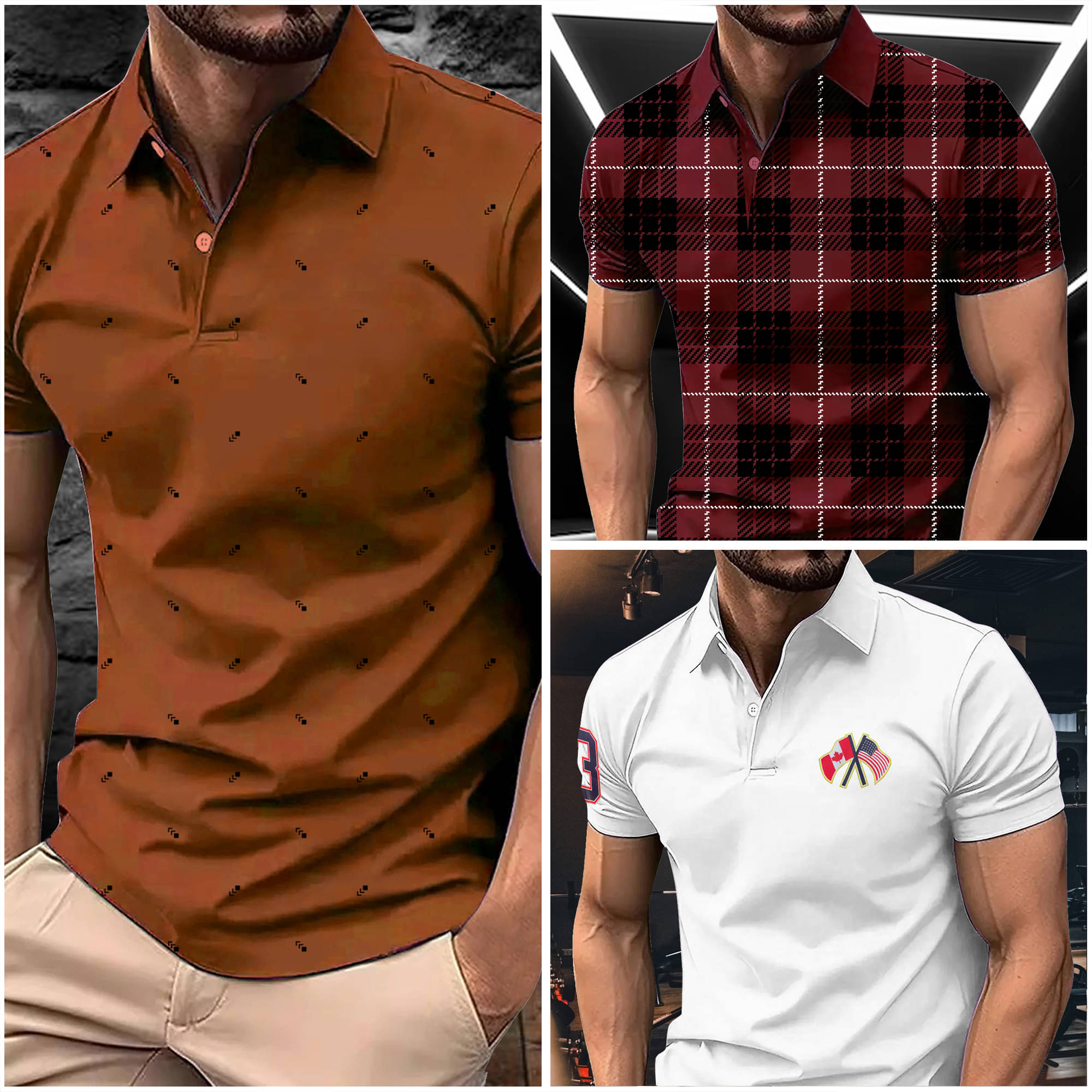     			AIN6 Men Cotton Blend Regular Fit Printed Polo T Shirt ( Rust )