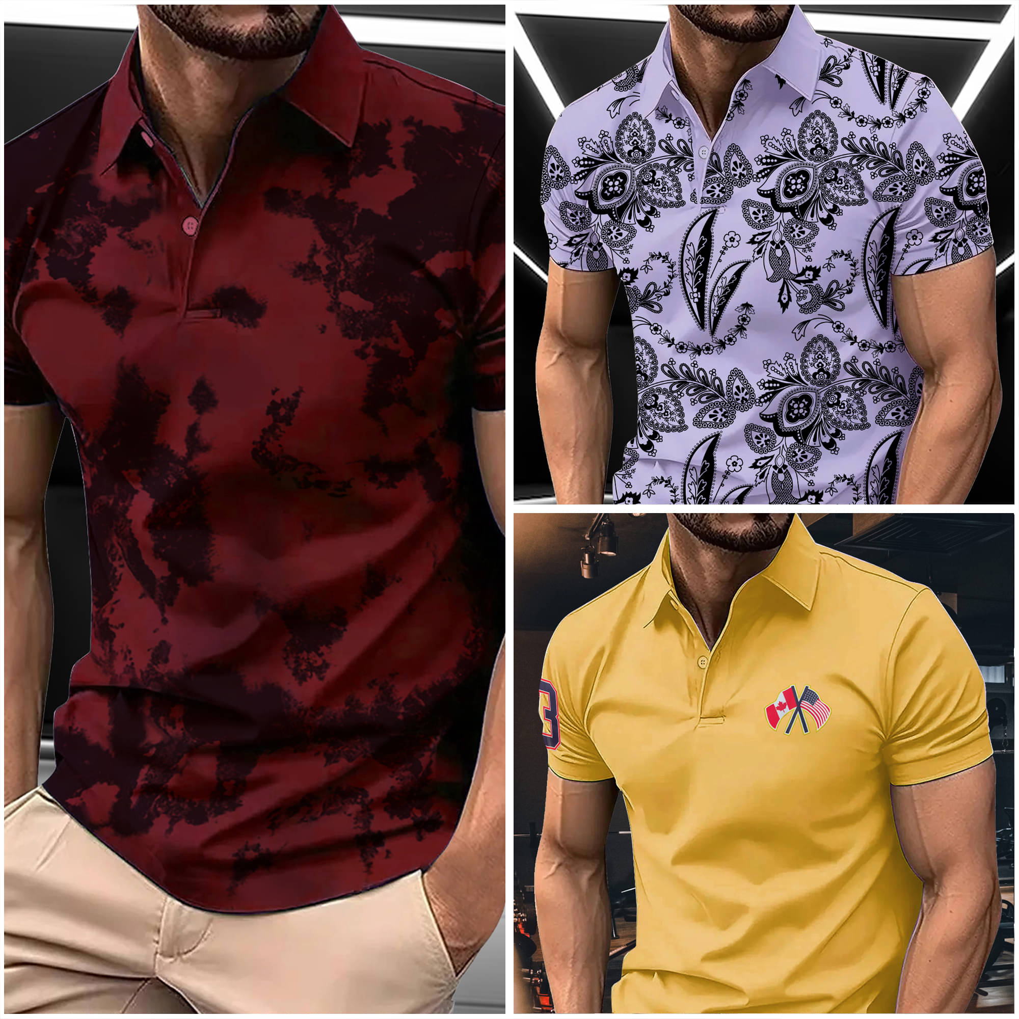 AIN6 Men Cotton Blend Regular Fit Printed Polo T Shirt ( Maroon ) AIN6 Men Cotton Blend Regular Fit Printed Polo T Shirt ( Maroon )