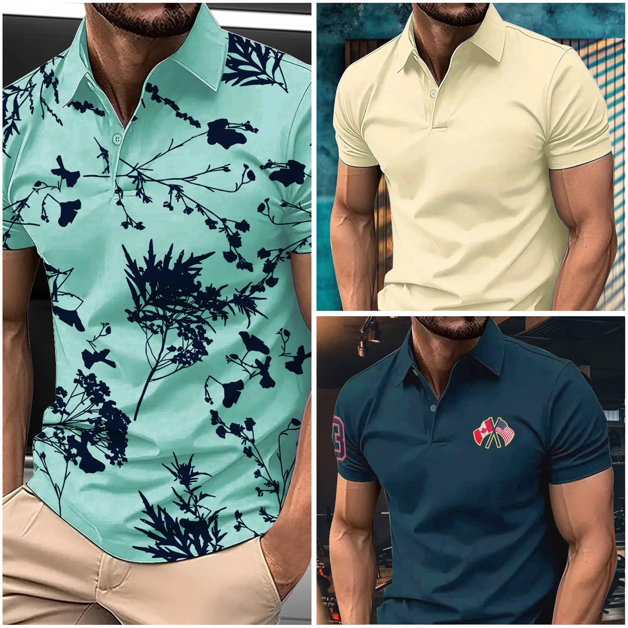     			AIN6 Men Cotton Blend Regular Fit Printed Polo T Shirt ( Navy Blue )