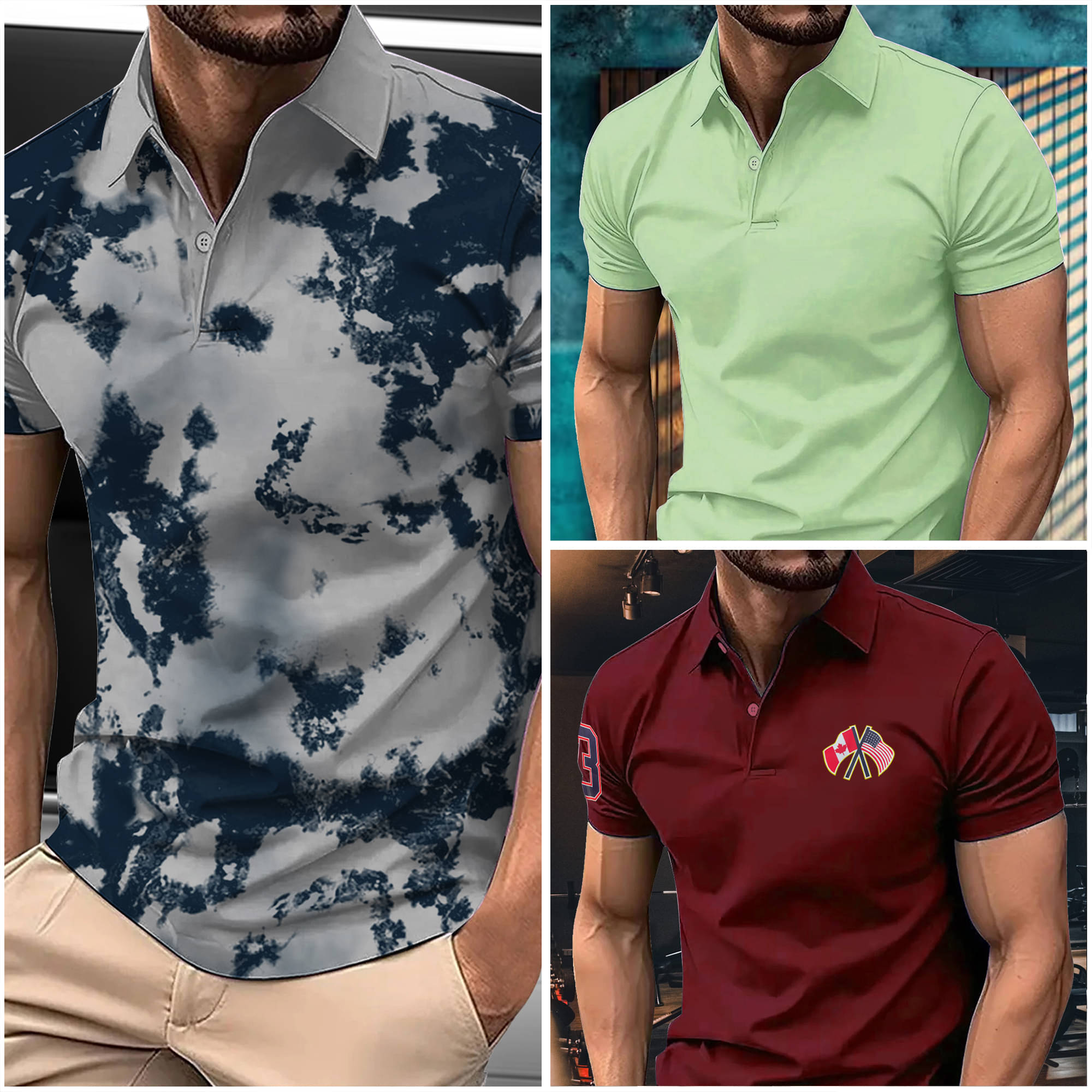     			AIN6 Men Cotton Blend Regular Fit Printed Polo T Shirt ( Grey )