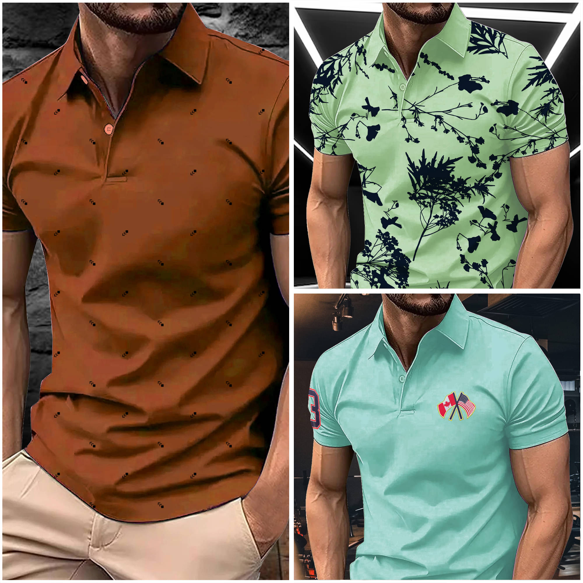 AIN6 Men Cotton Blend Regular Fit Printed Polo T Shirt ( Rust ) AIN6 Men Cotton Blend Regular Fit Printed Polo T Shirt ( Rust )