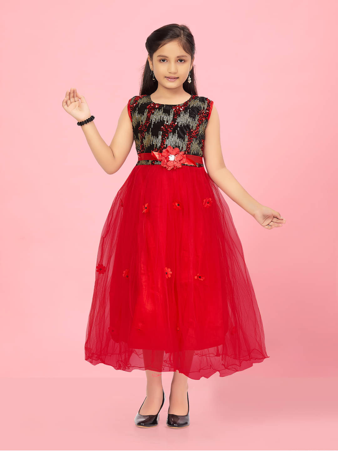 Aarika Net Gown For Girls ( Pack of 1 , Red ) Aarika Net Gown For Girls ( Pack of 1 , Red )
