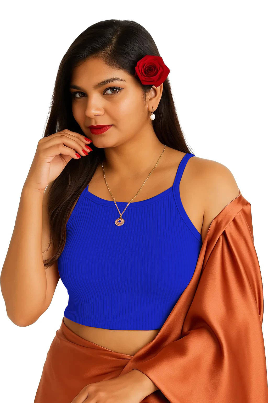    			SOHOT Blue Readymade without Pad Cotton Women's Blouse ( Pack of 1 )