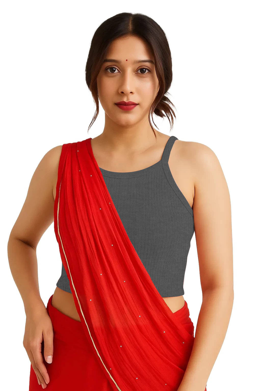 SOHOT Charcoal Readymade without Pad Cotton Women's Blouse ( Pack of 1 )     			SOHOT Charcoal Readymade without Pad Cotton Women's Blouse ( Pack of 1 )