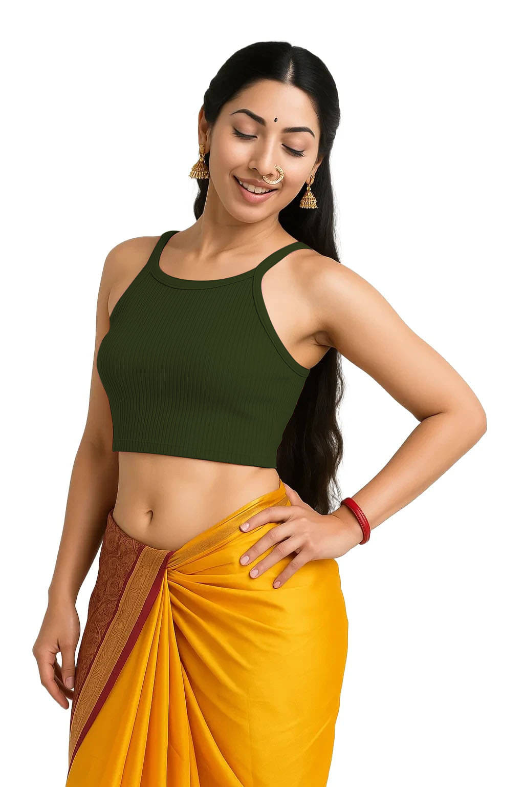     			SOHOT Green Readymade without Pad Cotton Women's Blouse ( Pack of 1 )