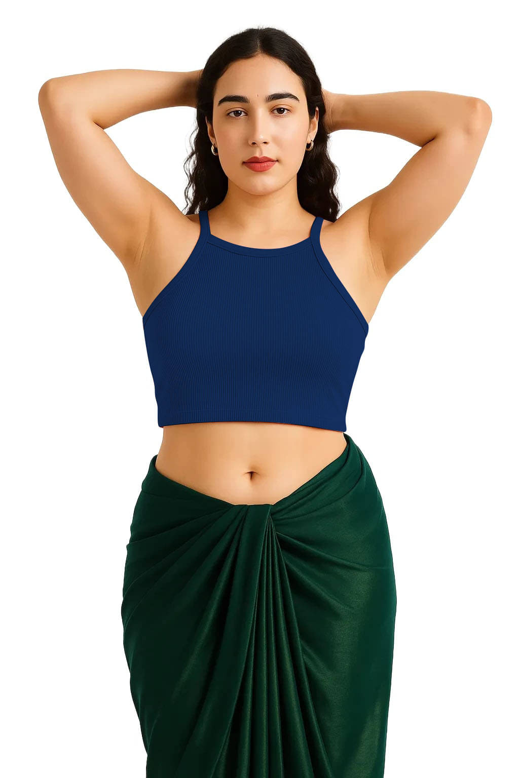     			SOHOT Navy Blue Readymade without Pad Cotton Women's Blouse ( Pack of 1 )