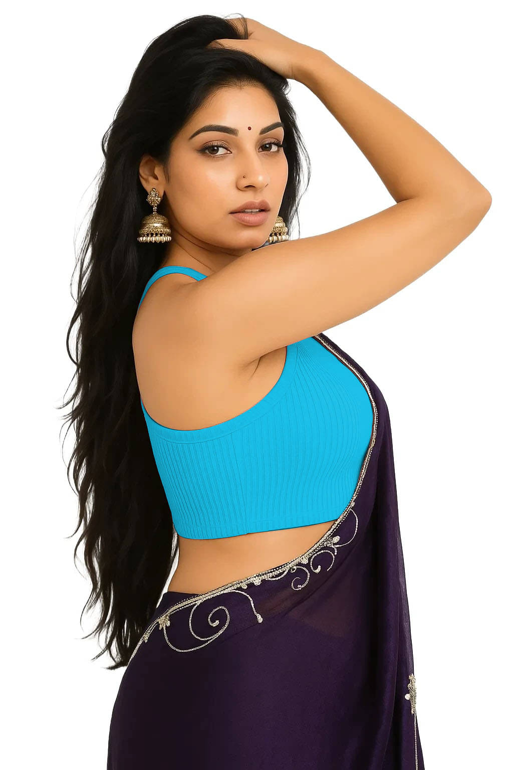 SOHOT Turquoise Readymade without Pad Cotton Women's Blouse ( Pack of 1 )     			SOHOT Turquoise Readymade without Pad Cotton Women's Blouse ( Pack of 1 )