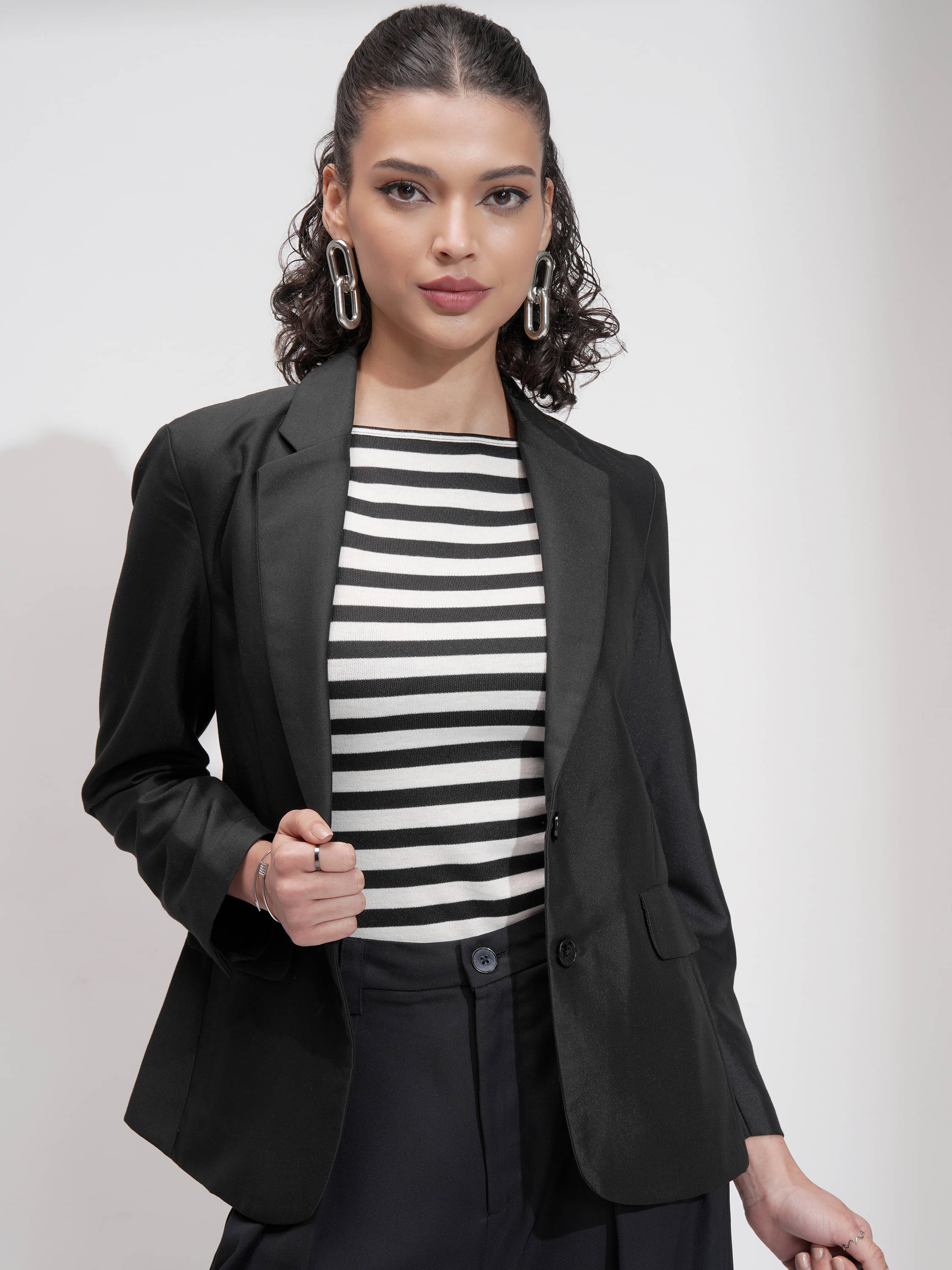Tokyo Talkies - Polyester Blend Black Blazers Tokyo Talkies - Polyester Blend Black Blazers