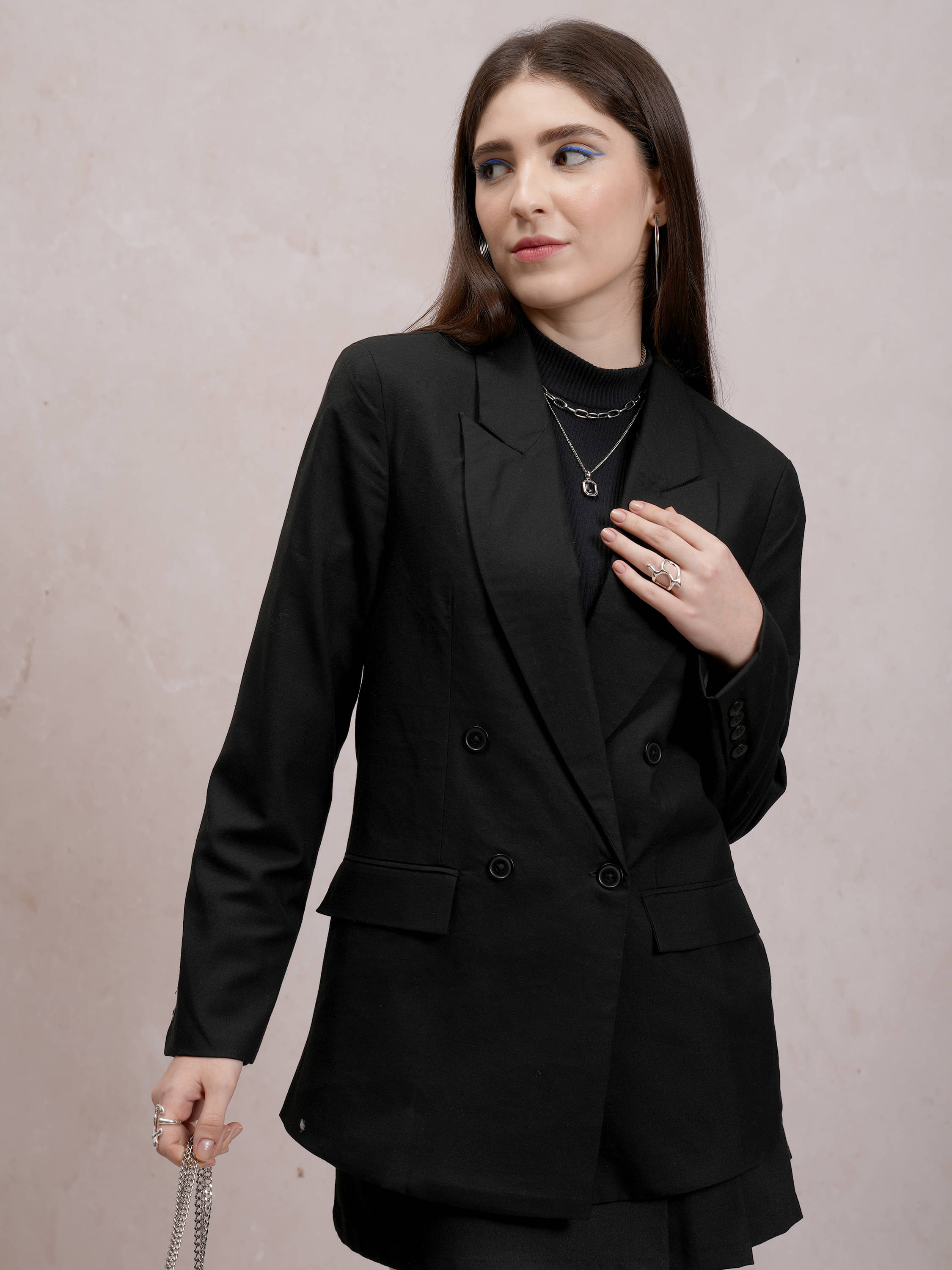     			Tokyo Talkies - Polyester Blend Black Blazers