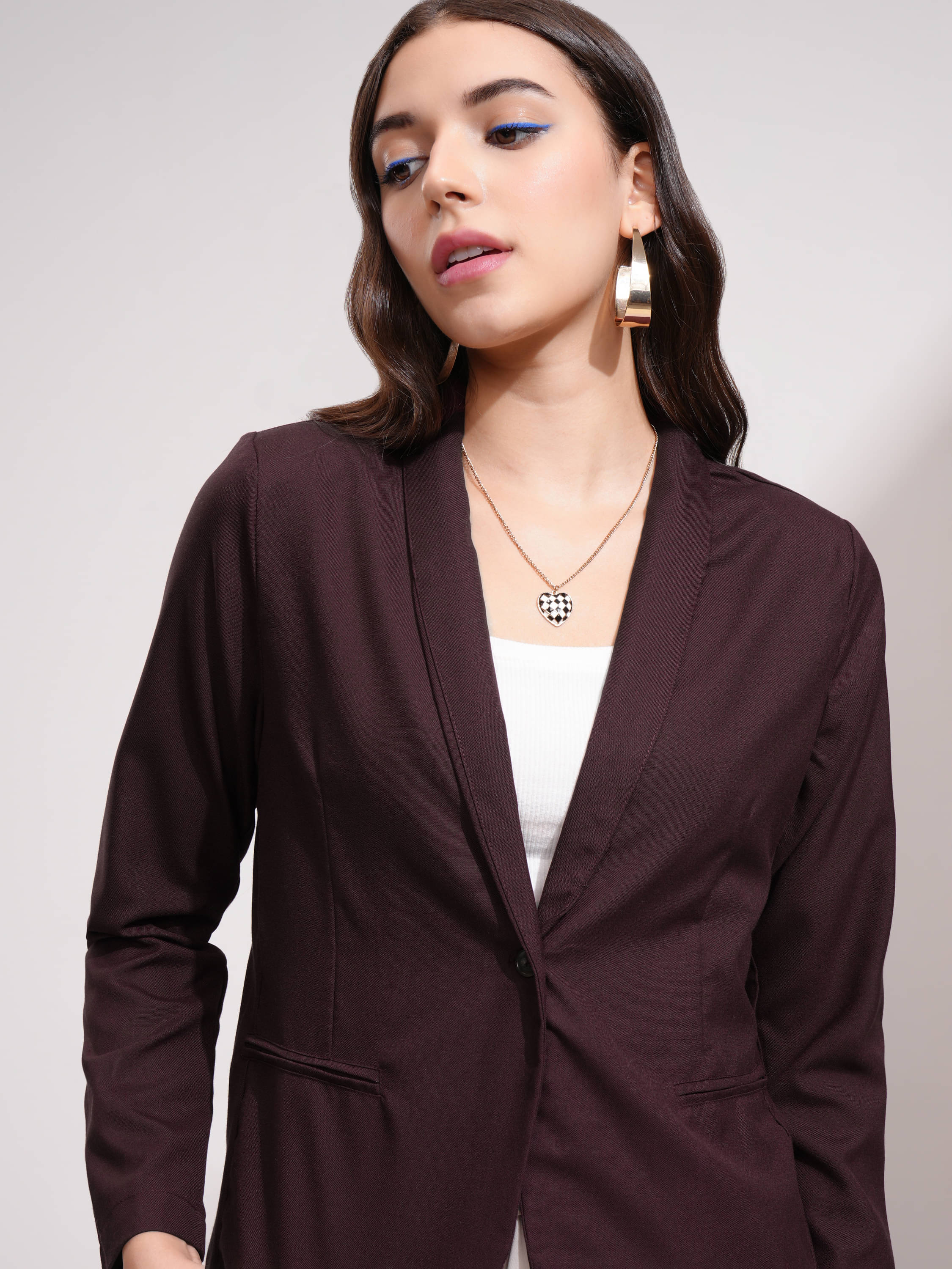 Tokyo Talkies - Polyester Blend Brown Blazers Tokyo Talkies - Polyester Blend Brown Blazers