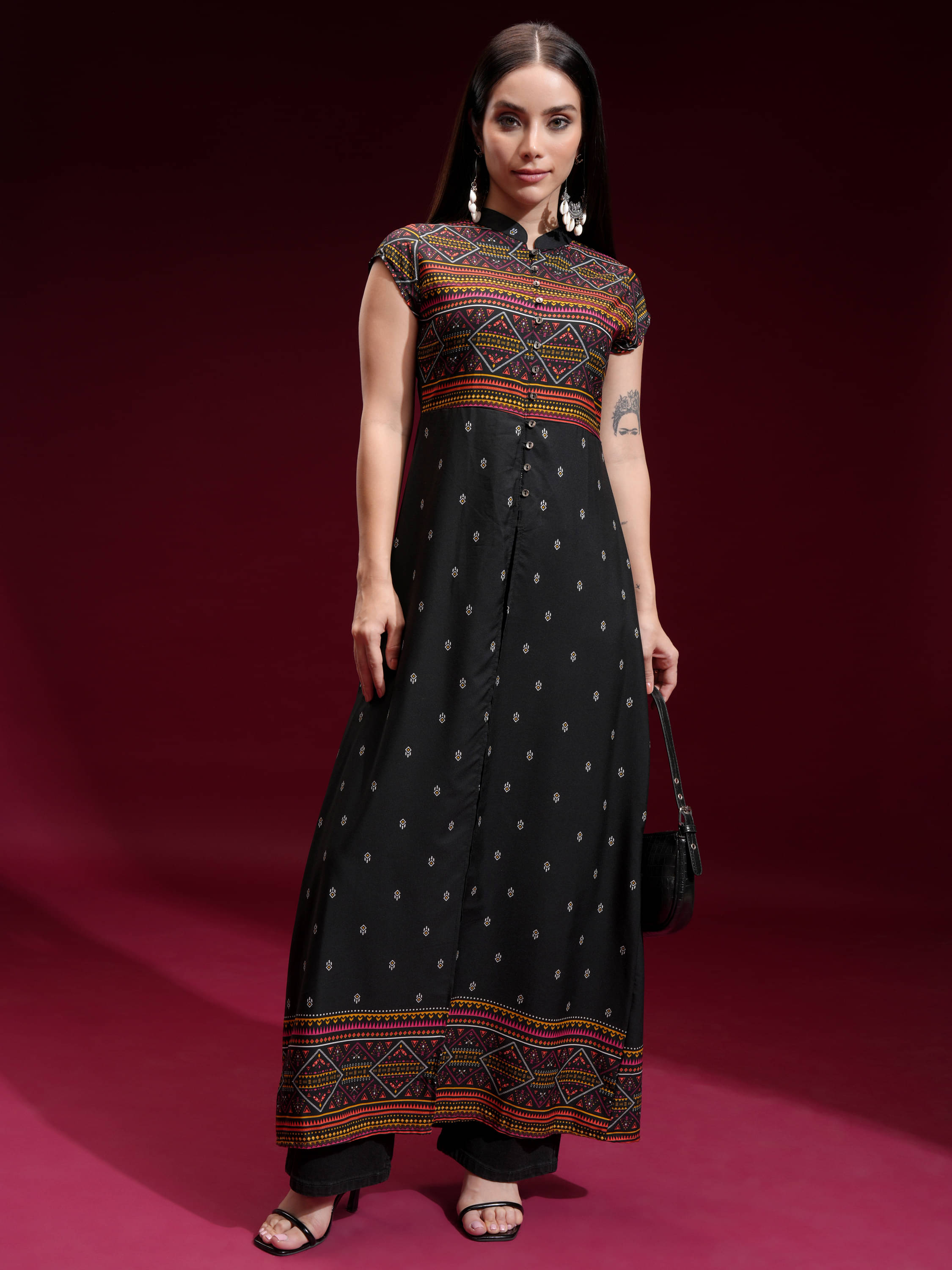     			Vishudh Women Polyester Printed A-line Kurti ( Multicolor )
