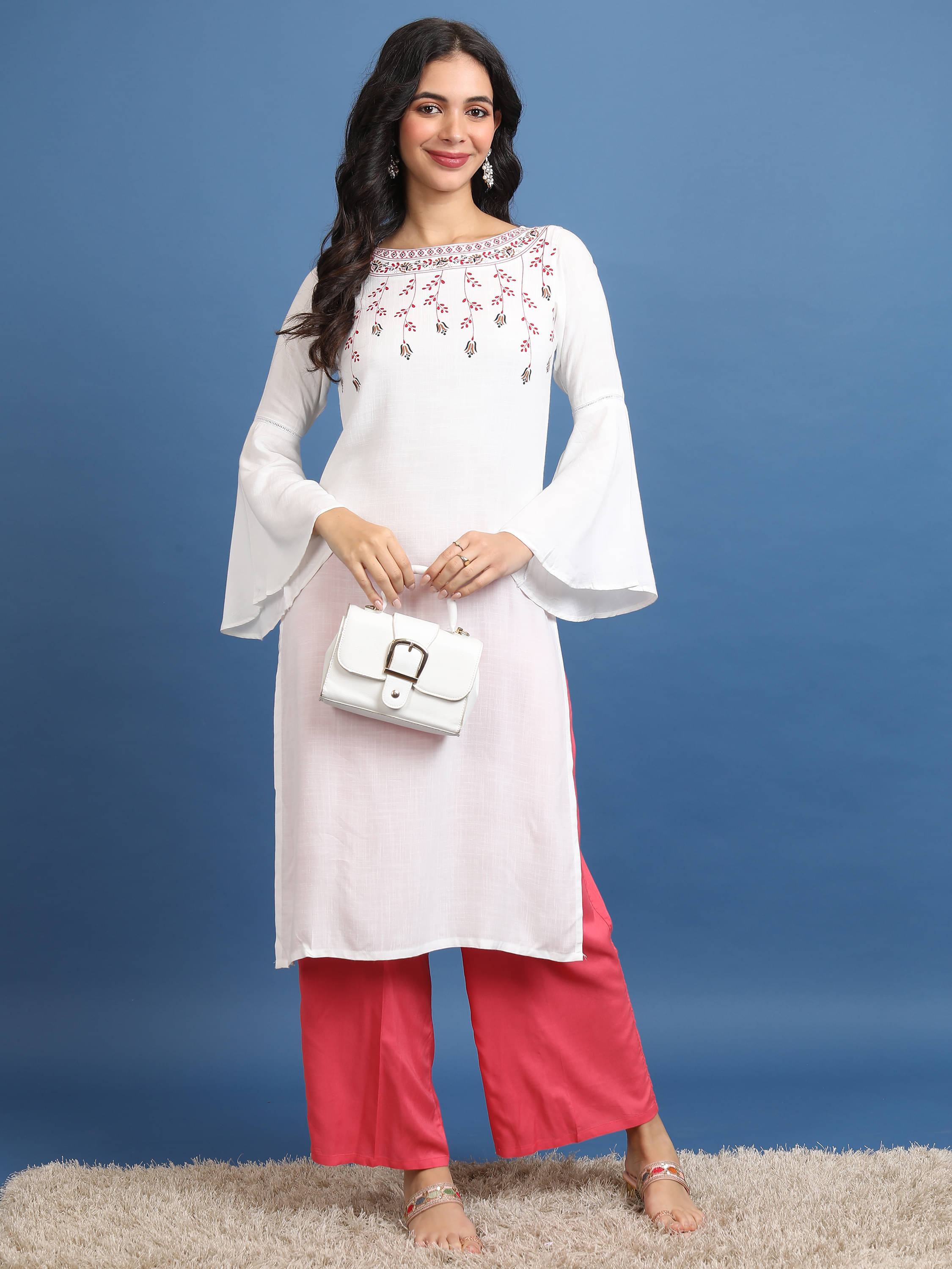 Vishudh Women Viscose Printed Straight Kurti ( White ) Vishudh Women Viscose Printed Straight Kurti ( White )