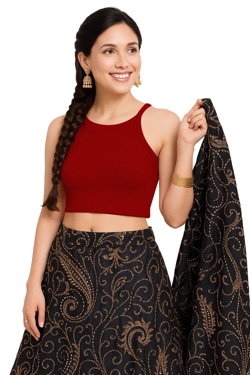     			SOHOT Maroon Readymade without Pad Cotton Women's Blouse ( Pack of 1 )