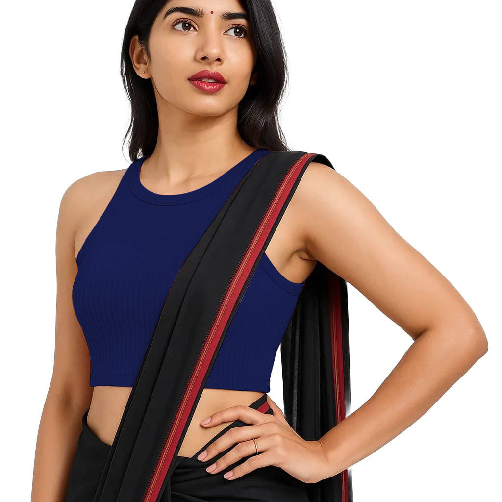     			SOHOT Navy Blue Readymade without Pad Cotton Women's Blouse ( Pack of 1 )